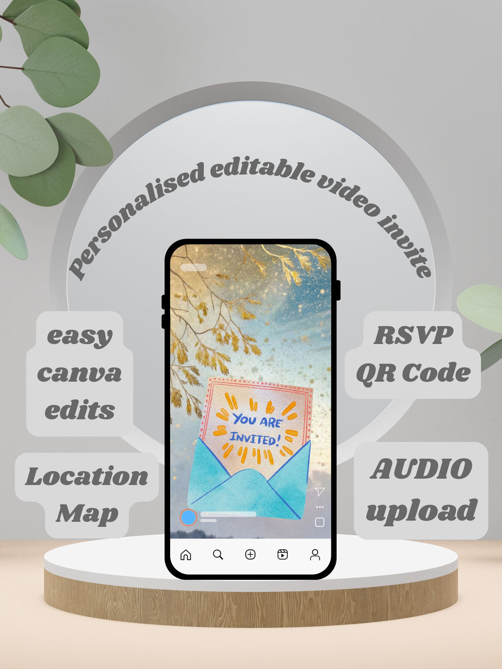 Commercial use NATURE THEME Editable Birthday Video Invitation | Canva Pro Template | Woodland Kids Party Invite | Instant Download|ki13c