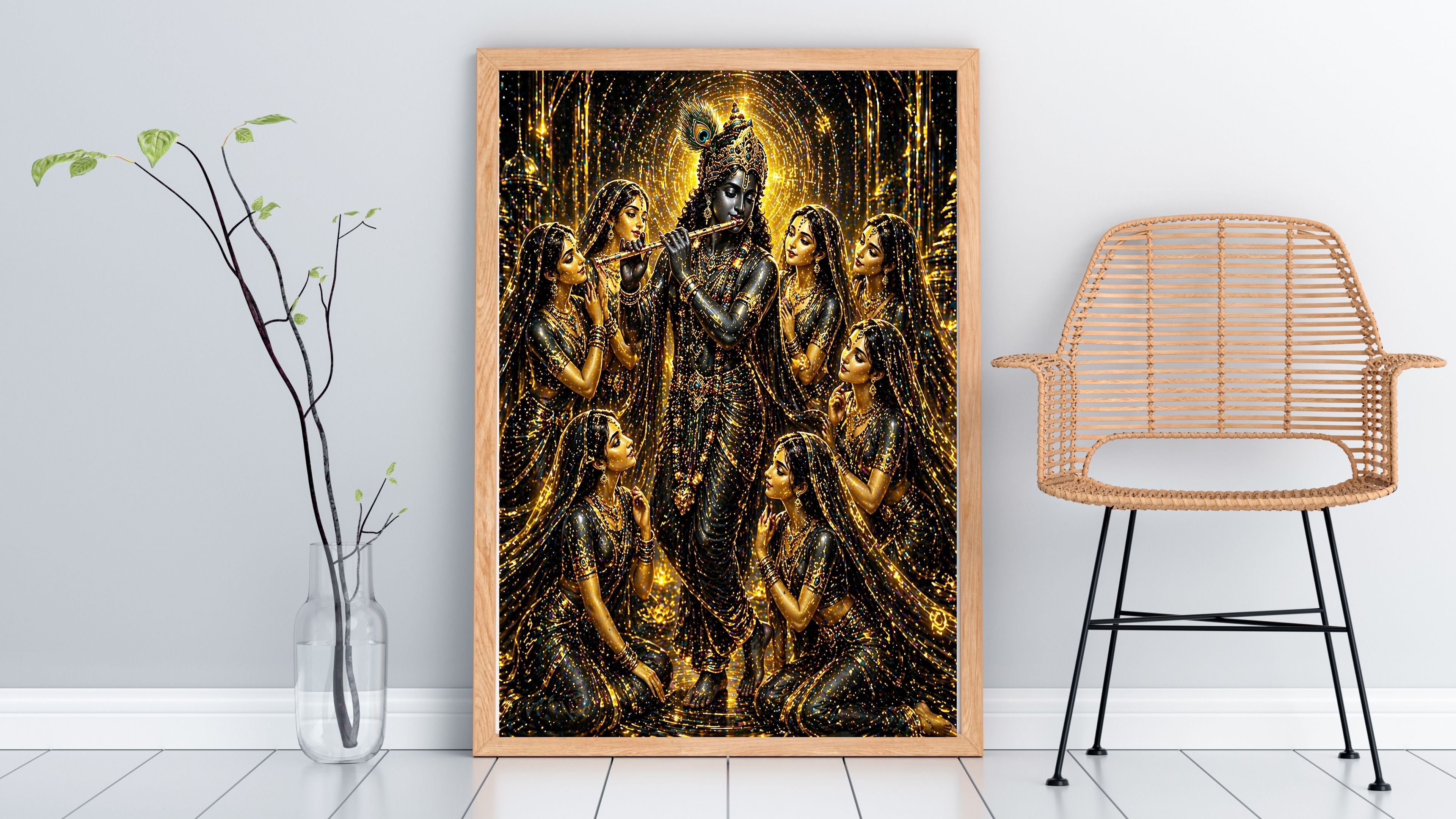 Lord Krishna Wall Art Printable, Krishna Digital Download, Hindu Wall Decor, Spiritual Home Decor, Pooja Room Art, Krishna Poster, Temple Artwork|sp58