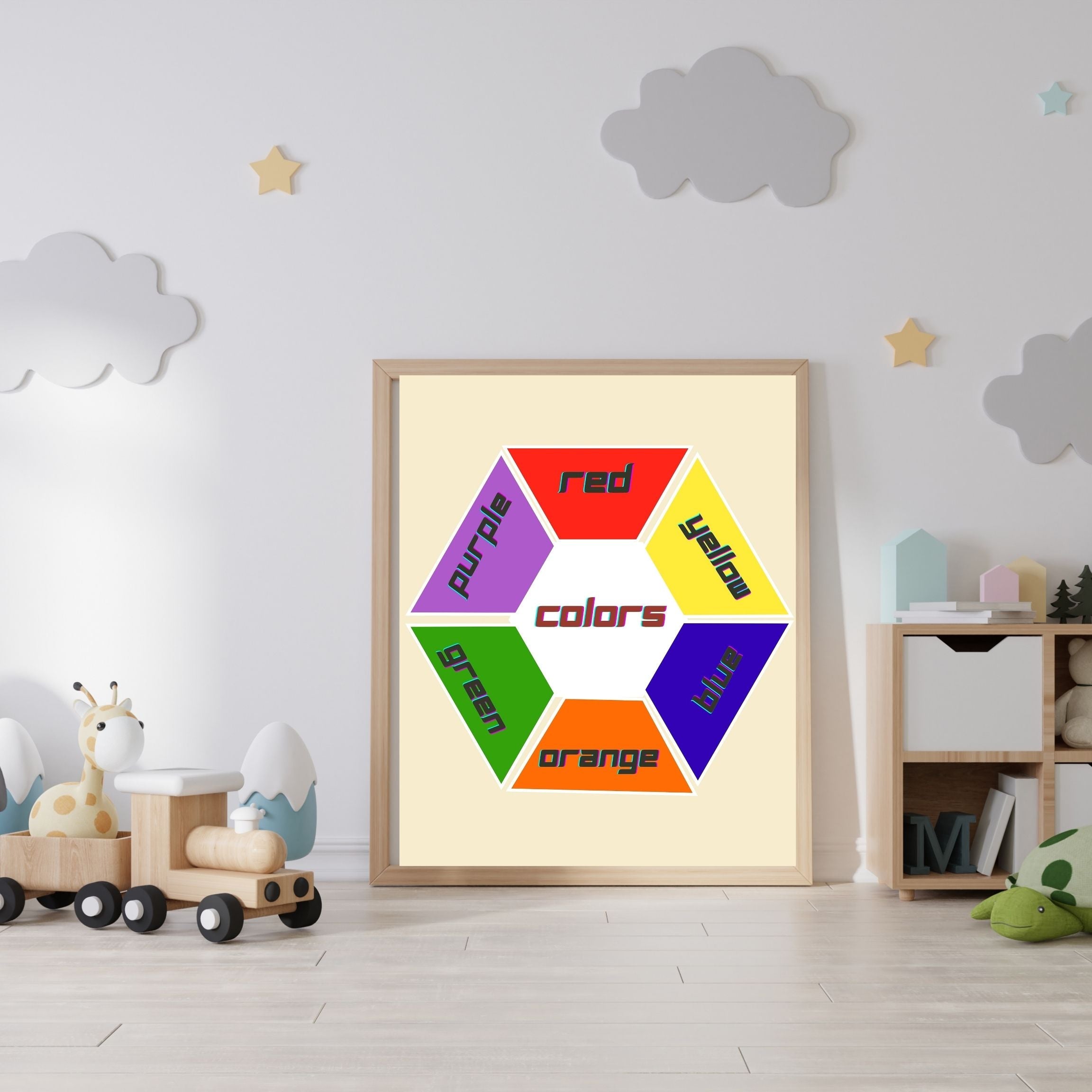 Learn Colors Wall Art for Kids | Educational Nursery Decor | Preschool Color Recognition Poster | Kids Printable Learning Art|ke3-3