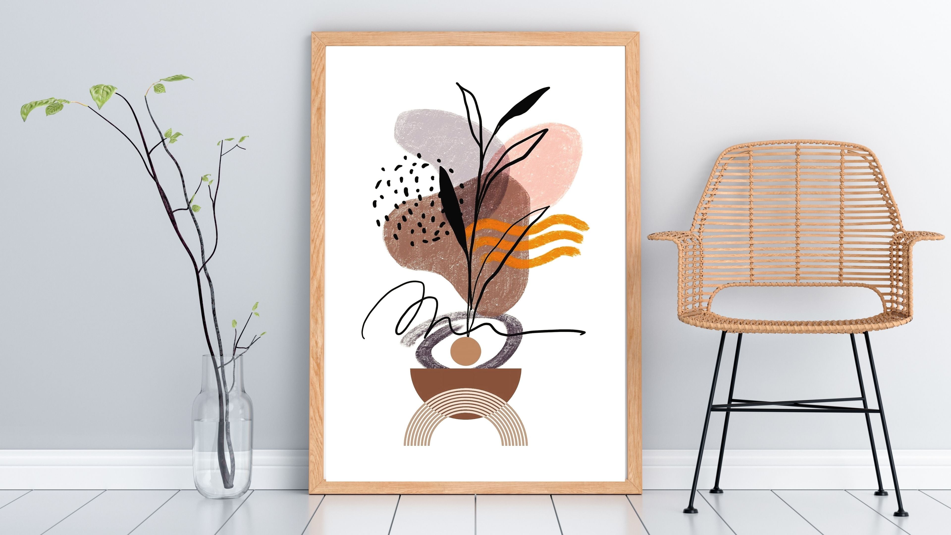 Modern boho Neutral Wall Art Printable | Luxury Minimalist Decor |modern boho wall decor| Printable Gallery Wall Set | Scandinavian Home Aesthetic|m46