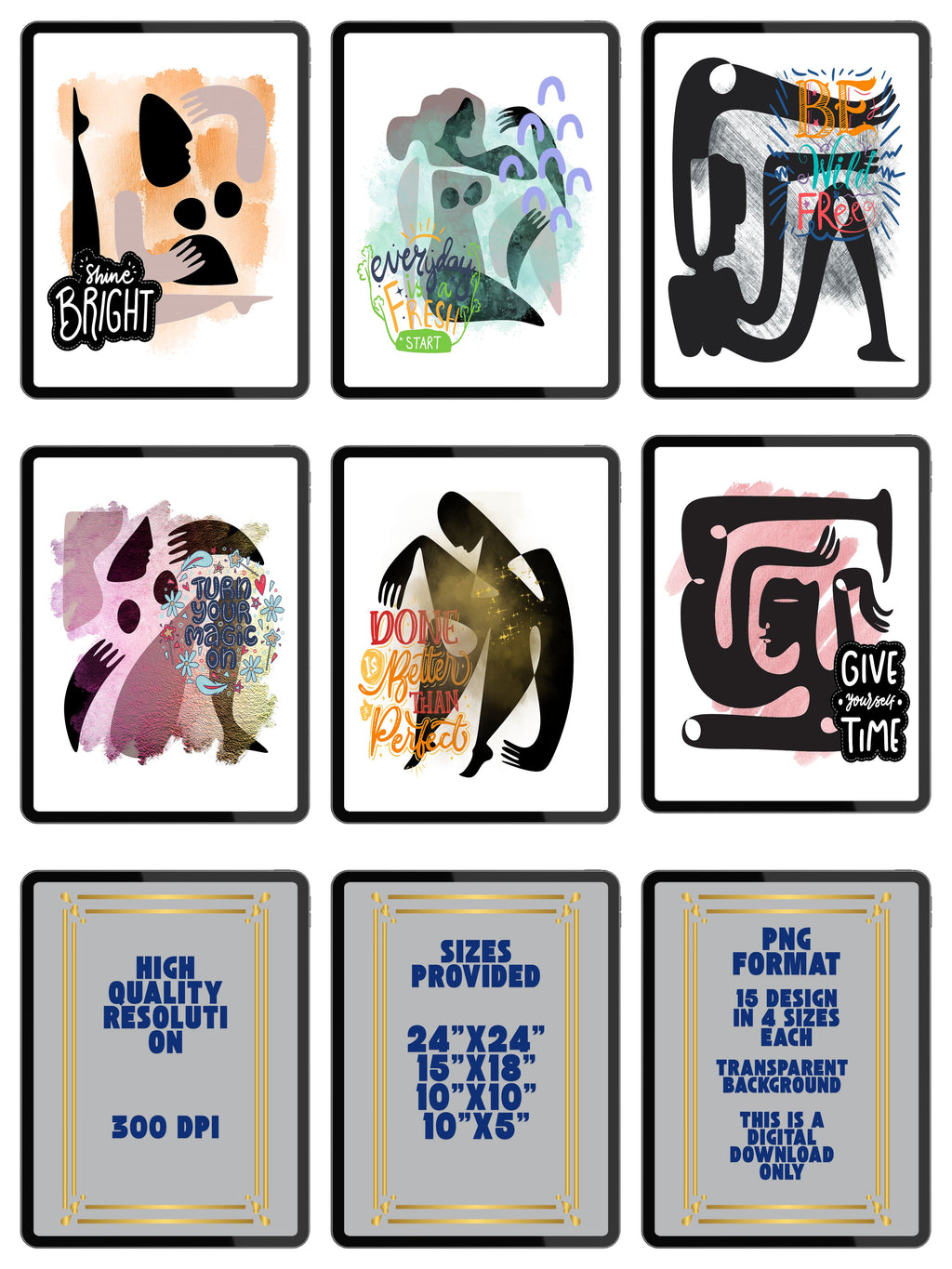 Modern PNG Design Bundle (Personal Use) | 15 Modern Graphic Designs | T-Shirt, Mug & Sublimation PNG Bundle | 4 Sizes Included | Instant Download|gr6