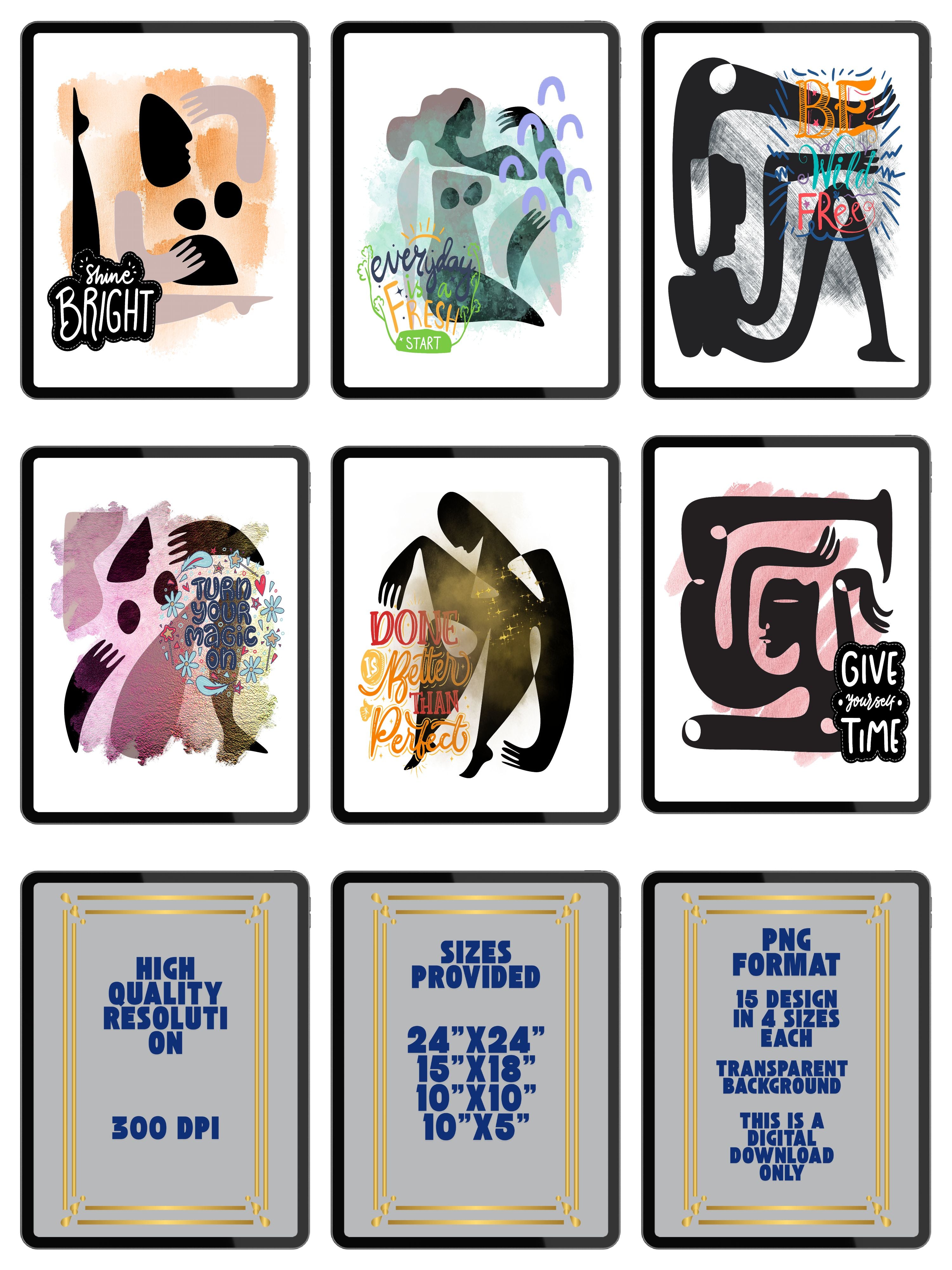 Modern PNG Design Bundle (Personal Use) | 15 Modern Graphic Designs | T-Shirt, Mug & Sublimation PNG Bundle | 4 Sizes Included | Instant Download|gr6