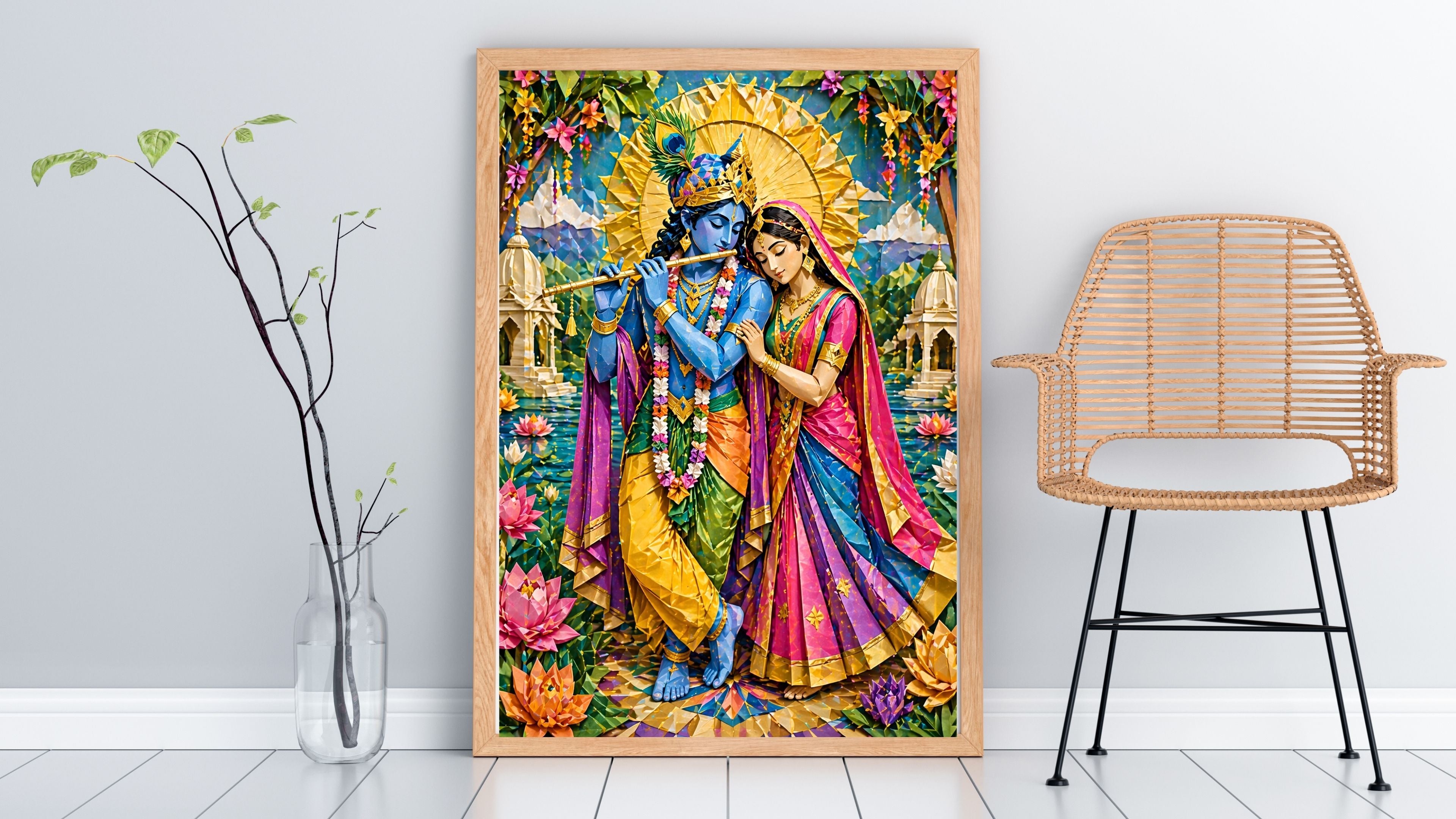 Lord Krishna Wall Art Printable, Krishna Digital Download, Hindu Wall Decor, Spiritual Home Decor, Pooja Room Art, Krishna Poster, Temple Artwork|sp64