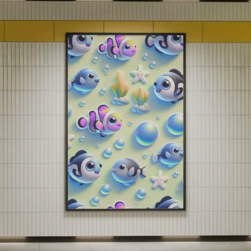 Cute 3D Kawaii Clownfish Ocean Seamless Pattern Bundle 10 Colourways Commercial Use - Kids Digital Paper POD Nursery Products Ocean Kids Room Decor Party Textile