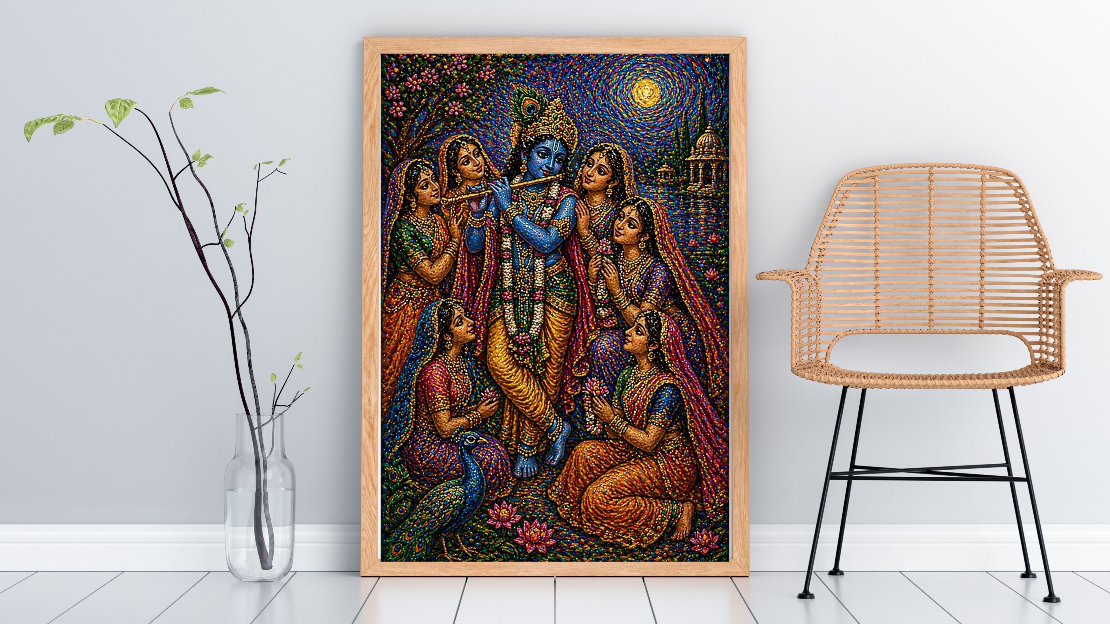 Commercial Use Lord Krishna Wall Art Bundle | Hindu Printable Decor | Commercial Use License Included | Spiritual Home Decor | Pooja Room Prints | Digital Download|sp54c