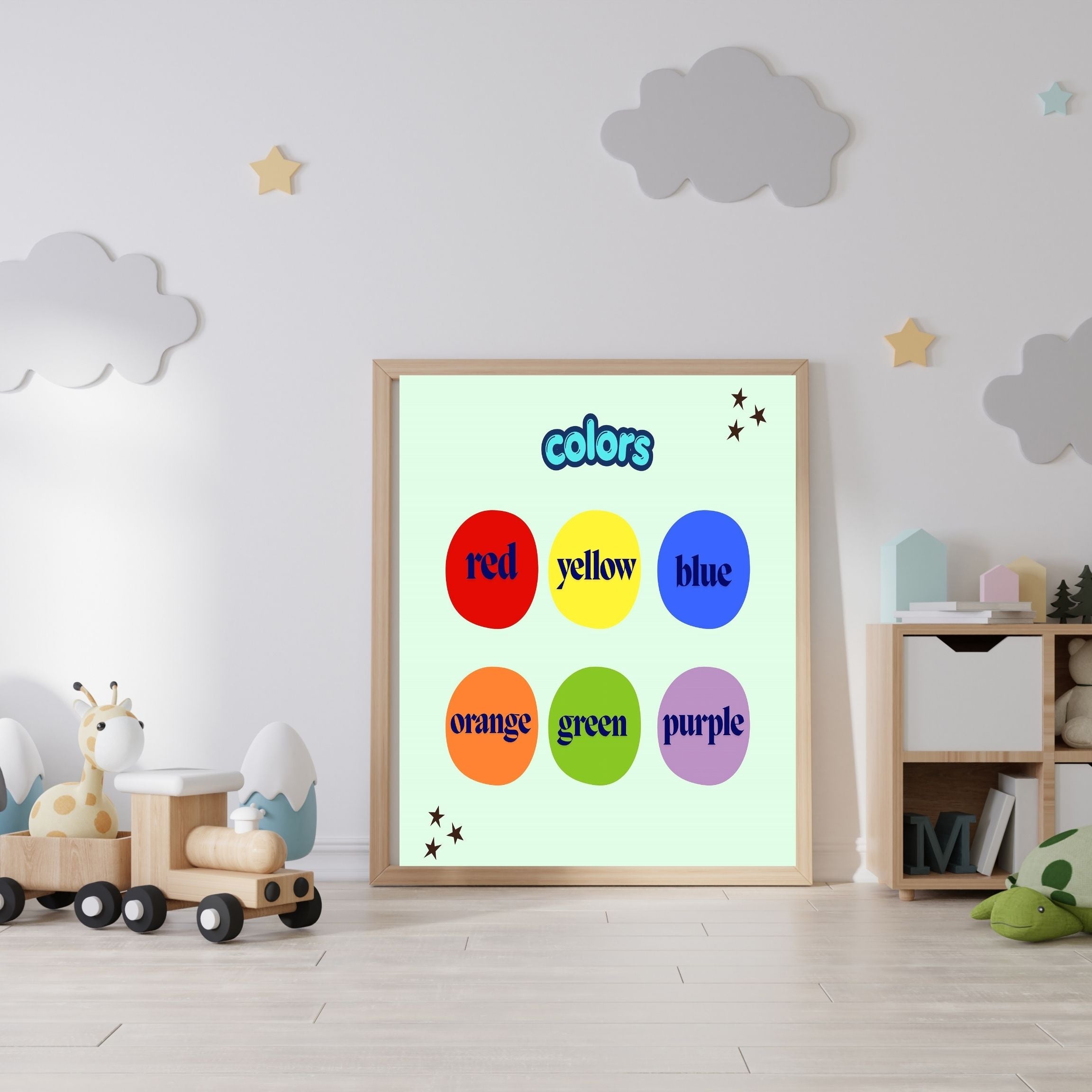 Learn Colors Wall Art for Kids | Educational Nursery Decor | Preschool Color Recognition Poster | Kids Printable Learning Art|ke3-6