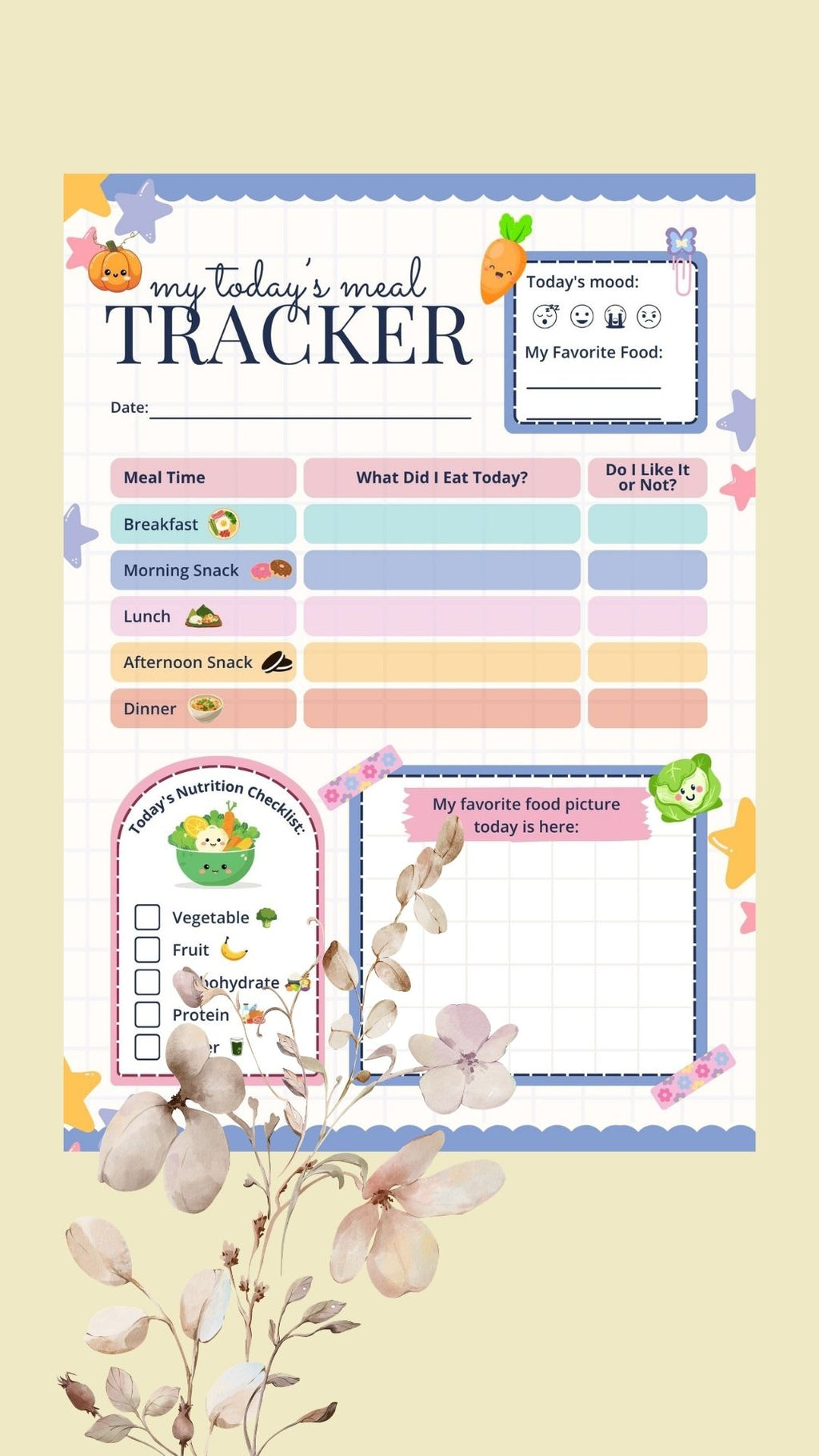 Kids Daily Planner & Tracker | Printable Kids Routine Planner | Daily Schedule, Meal & Activity Tracker | Kids Habit Planner (Copy)