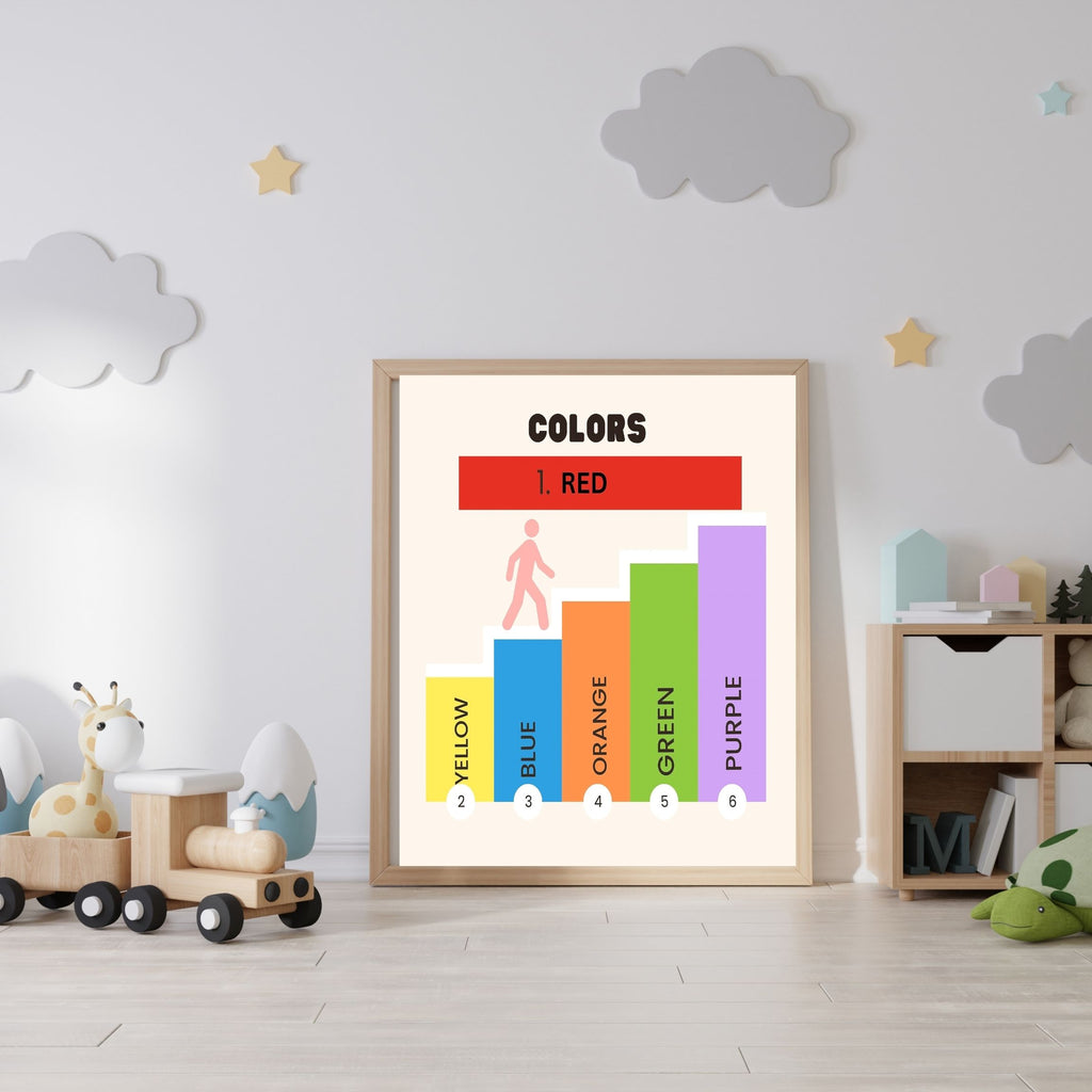 Color Learning Poster for Kids, Printable Playroom Wall Art