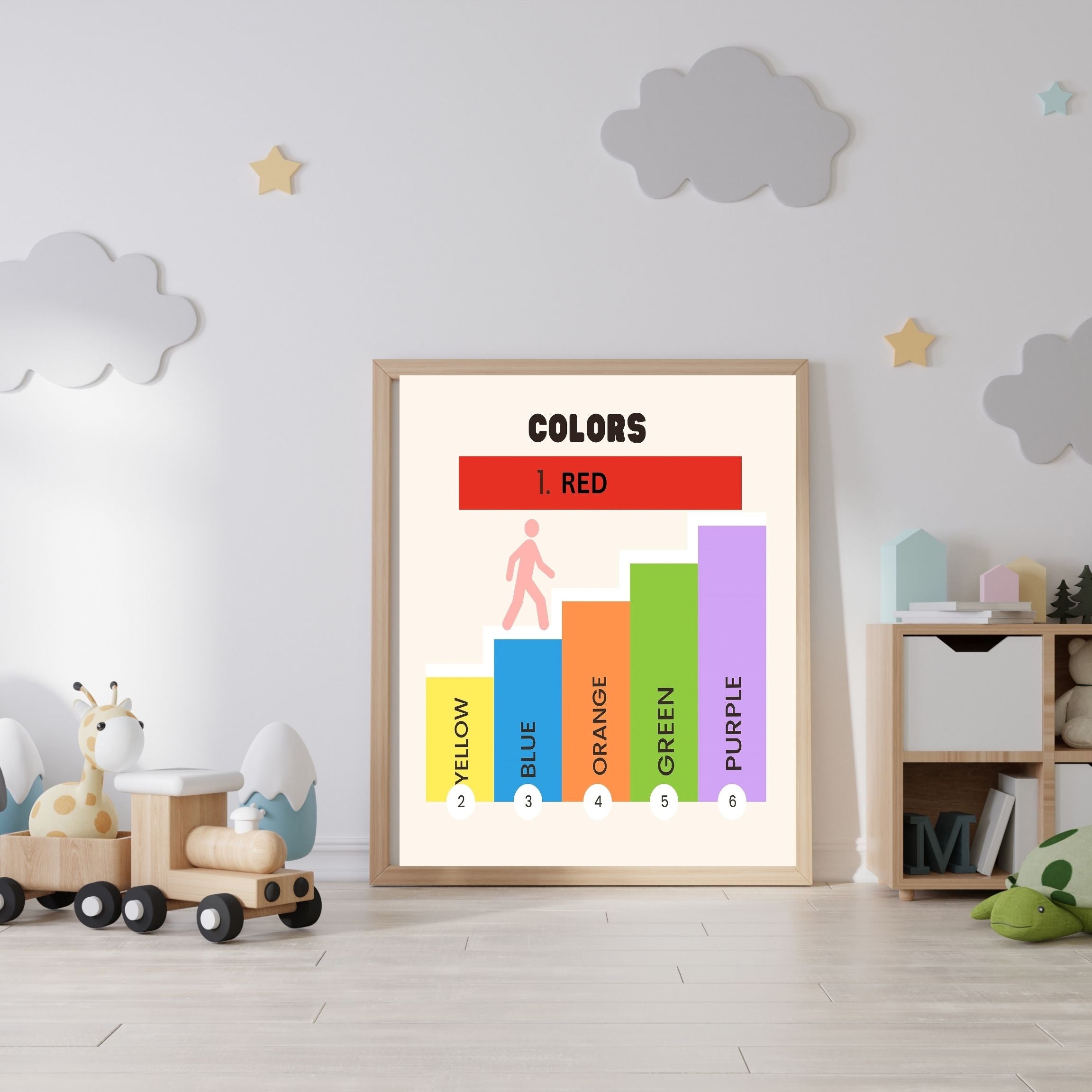 Learn Colors Wall Art for Kids | Educational Nursery Decor | Preschool Color Recognition Poster | Kids Printable Learning Art|ke3-10