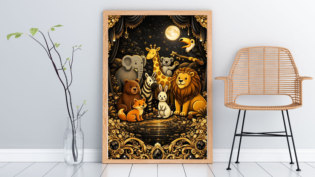 Kids Animal Wall Art Printable, Nursery Animal Wall Decor, Safari Jungle Animals, Baby Room Wall Hanging, Cute Toddler Room Decor, Montessori Learning Posters, Instant Download|kwd5