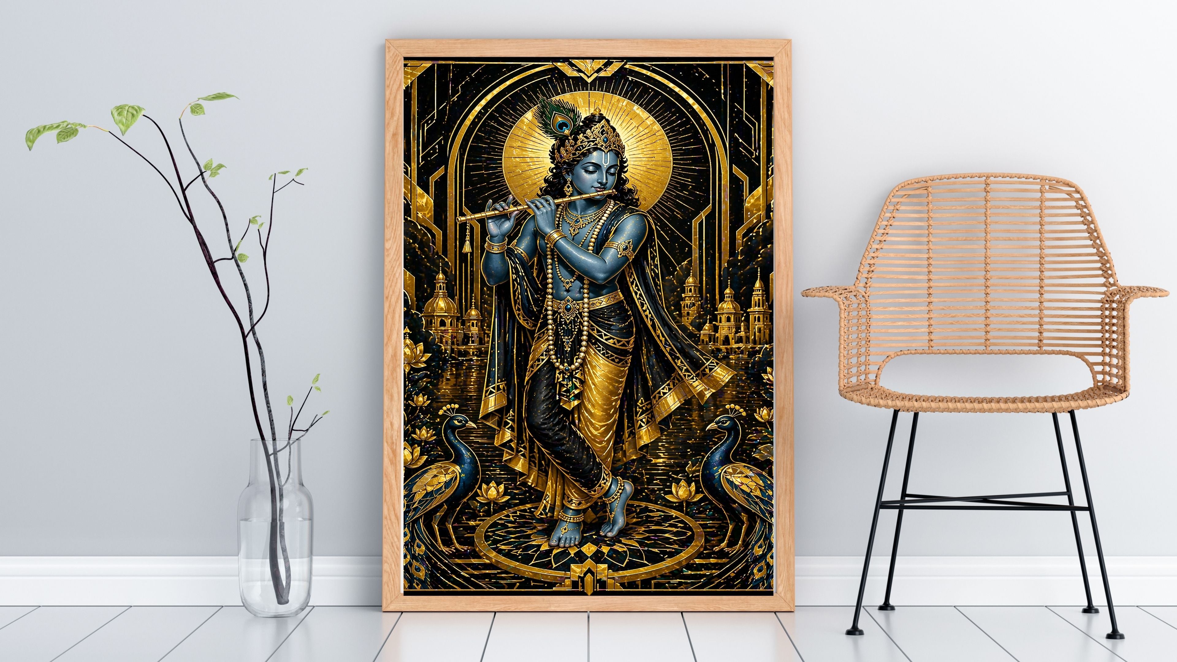Lord Krishna Wall Art Printable, Krishna Digital Download, Hindu Wall Decor, Spiritual Home Decor, Pooja Room Art, Krishna Poster, Temple Artwork|sp61