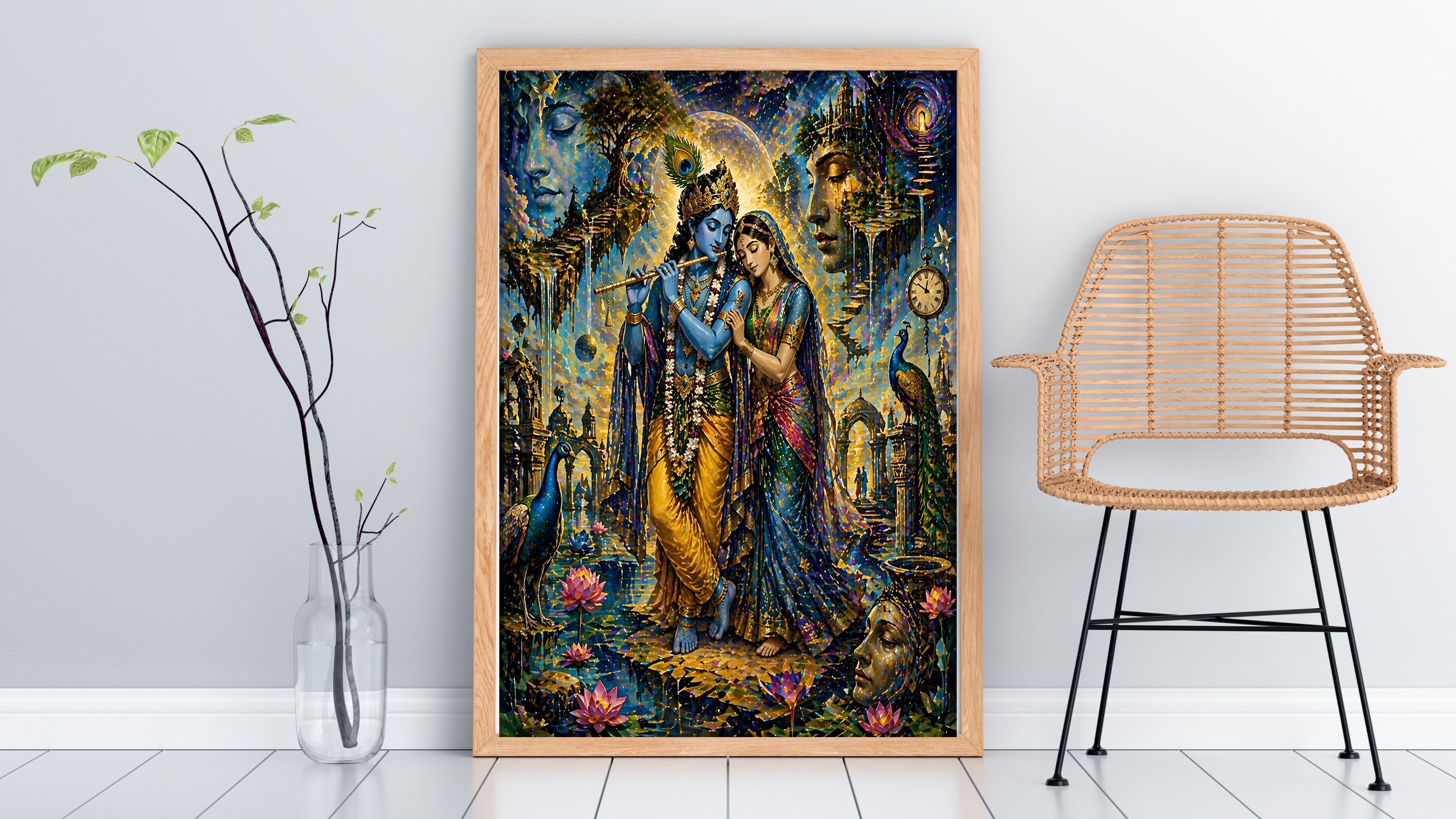 Commercial Use Lord Krishna Wall Art Bundle | Hindu Printable Decor | Commercial Use License Included | Spiritual Home Decor | Pooja Room Prints | Digital Download|sp66c