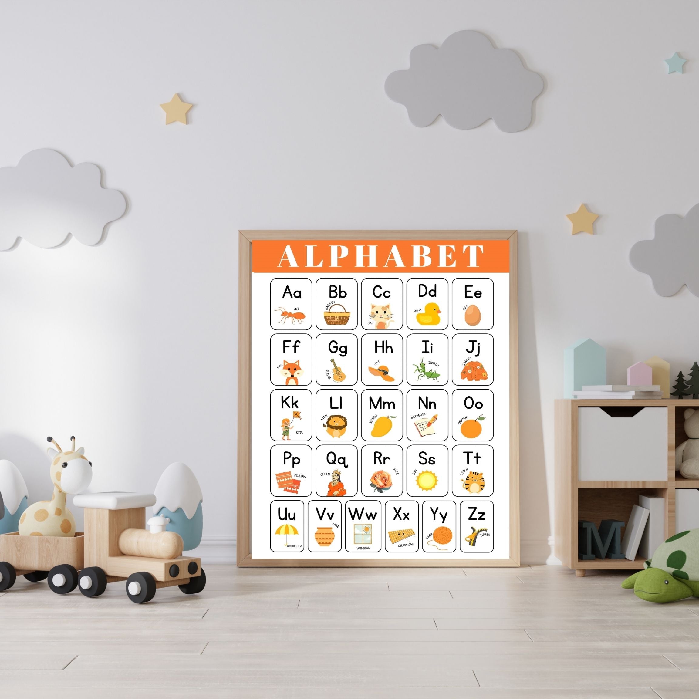 Alphabet Wall Art Printable, ABC Learning Poster, Kids Educational Decor, Nursery Wall Art, Preschool Classroom Print, Homeschool Decor, Digital Download|ke1-1