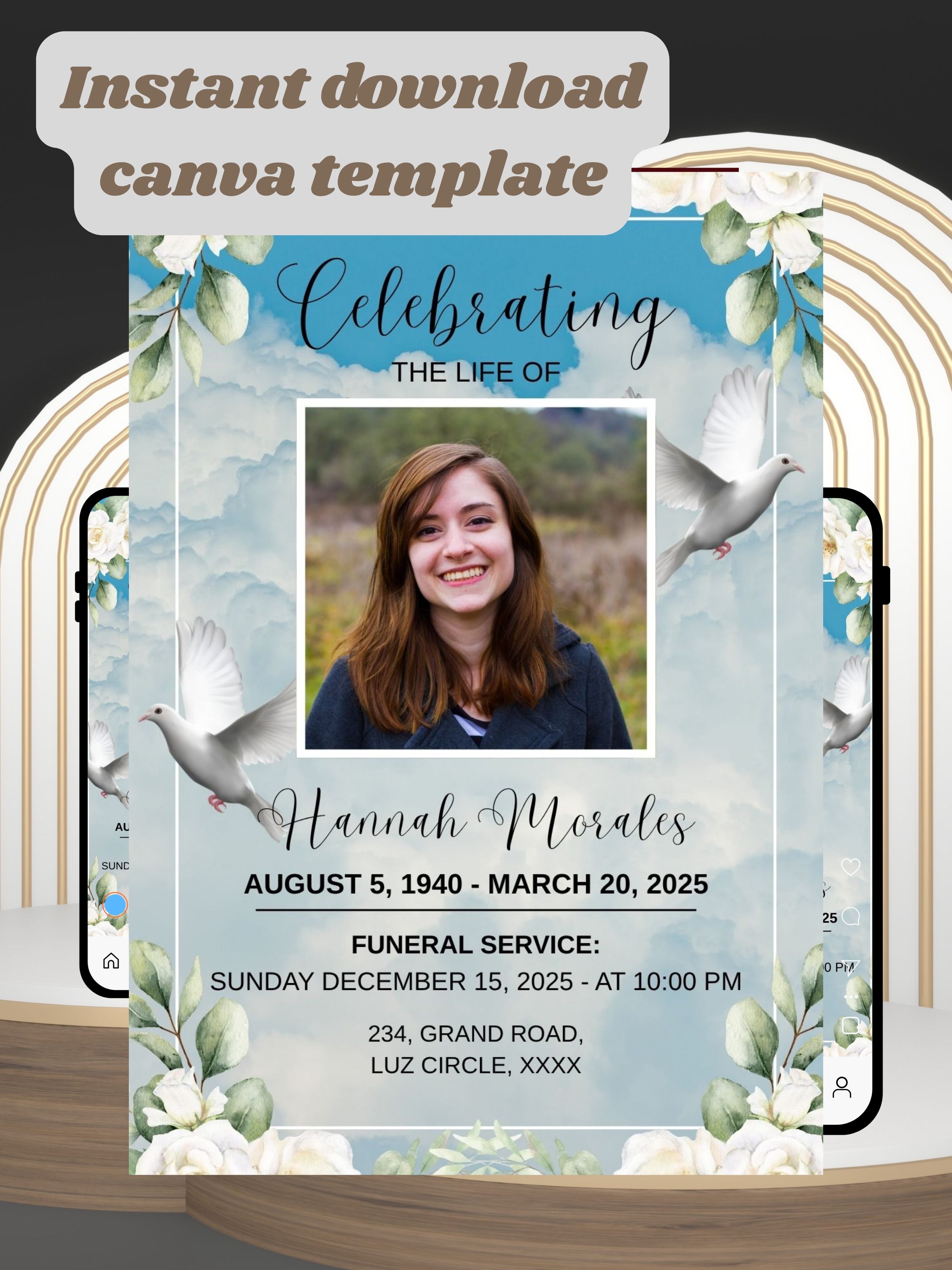 Editable FUNERAL SERVICE Invitation Video Template | Canva Funeral Invite | In Loving Memory | Celebration of Life | Memorial Service | Instant Download|ai2