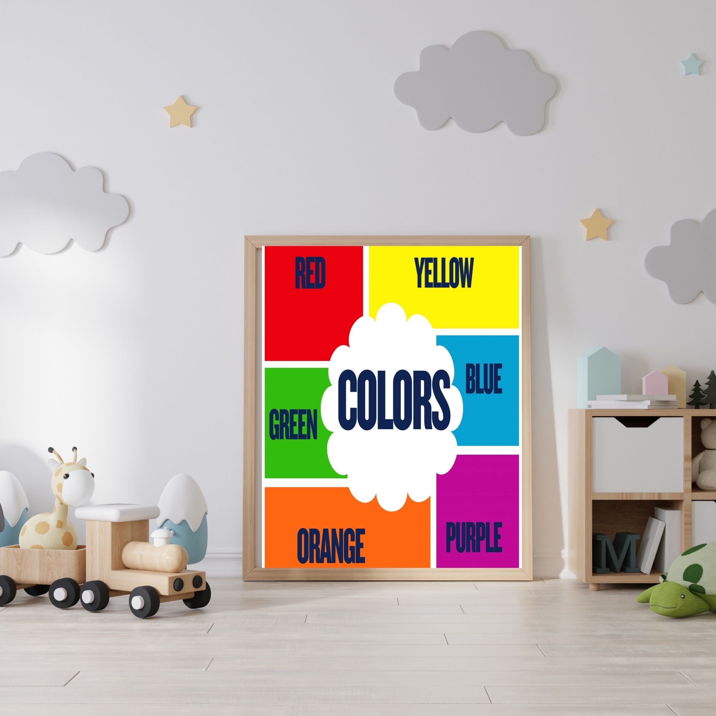 Learn Colors Wall Art for Kids | Educational Nursery Decor | Preschool Color Recognition Poster | Kids Printable Learning Art|ke3-13