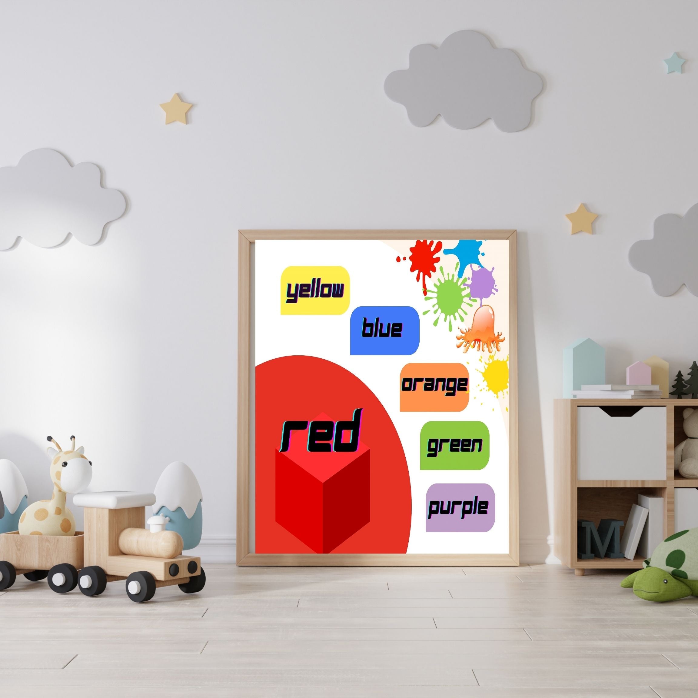 Learn Colors Wall Art for Kids | Educational Nursery Decor | Preschool Color Recognition Poster | Kids Printable Learning Art|ke3-8