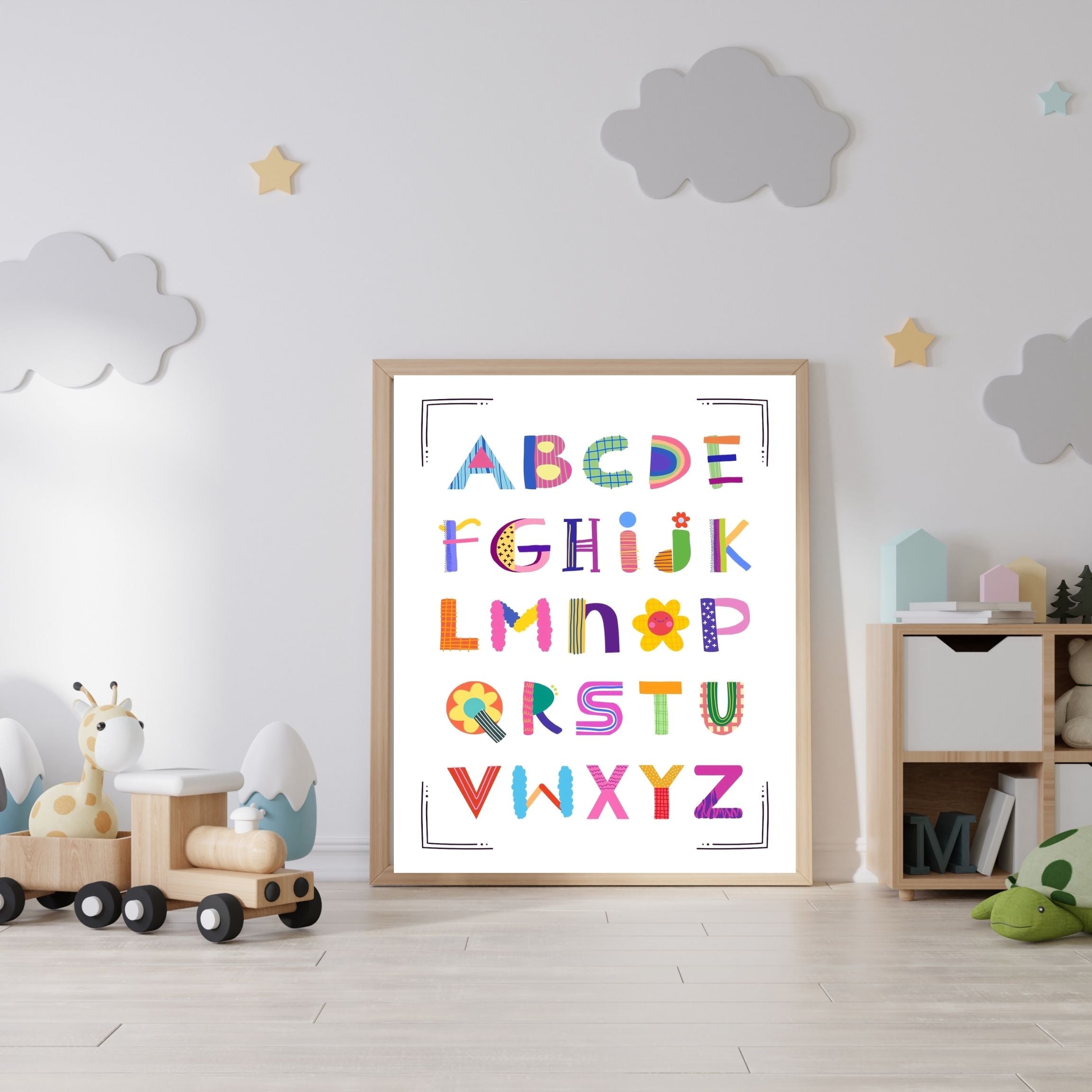 Alphabet Wall Art Printable, ABC Learning Poster, Kids Educational Decor, Nursery Wall Art, Preschool Classroom Print, Homeschool Decor, Digital Download|ke1-5