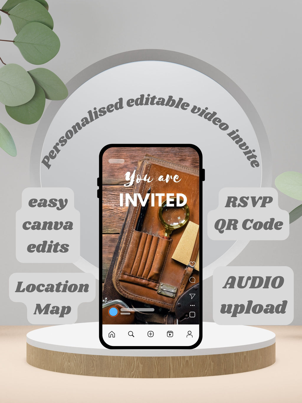 DETECTIVE kids Birthday Video Invitation | Canva Pro Template | Mystery Kids Party Invite | Spy Birthday Video | Instant Download|ki39