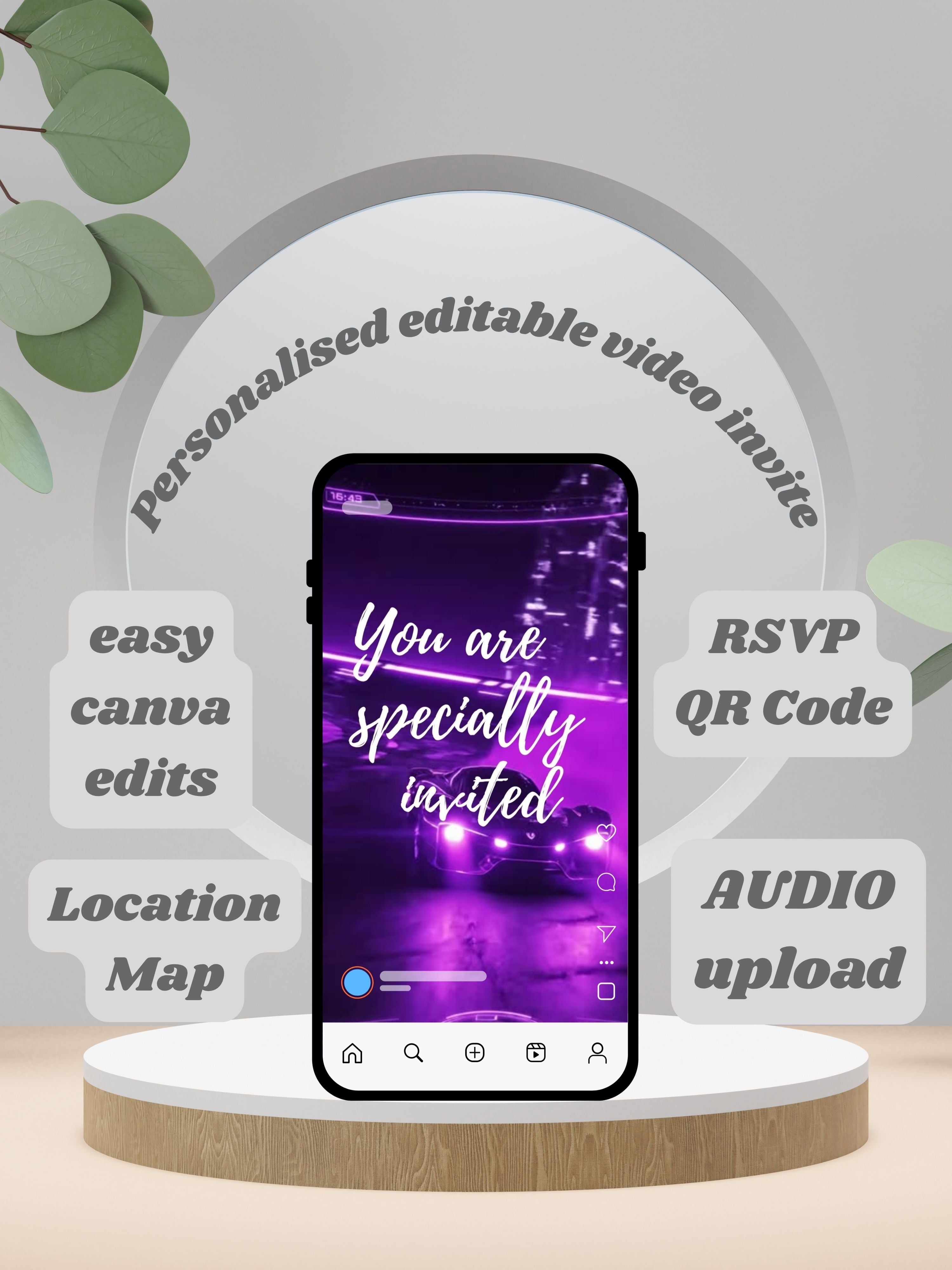Commercial use-CAR RACING Birthday Video Invitation | Canva pro Template | Kids Race Party Invite | ki53c