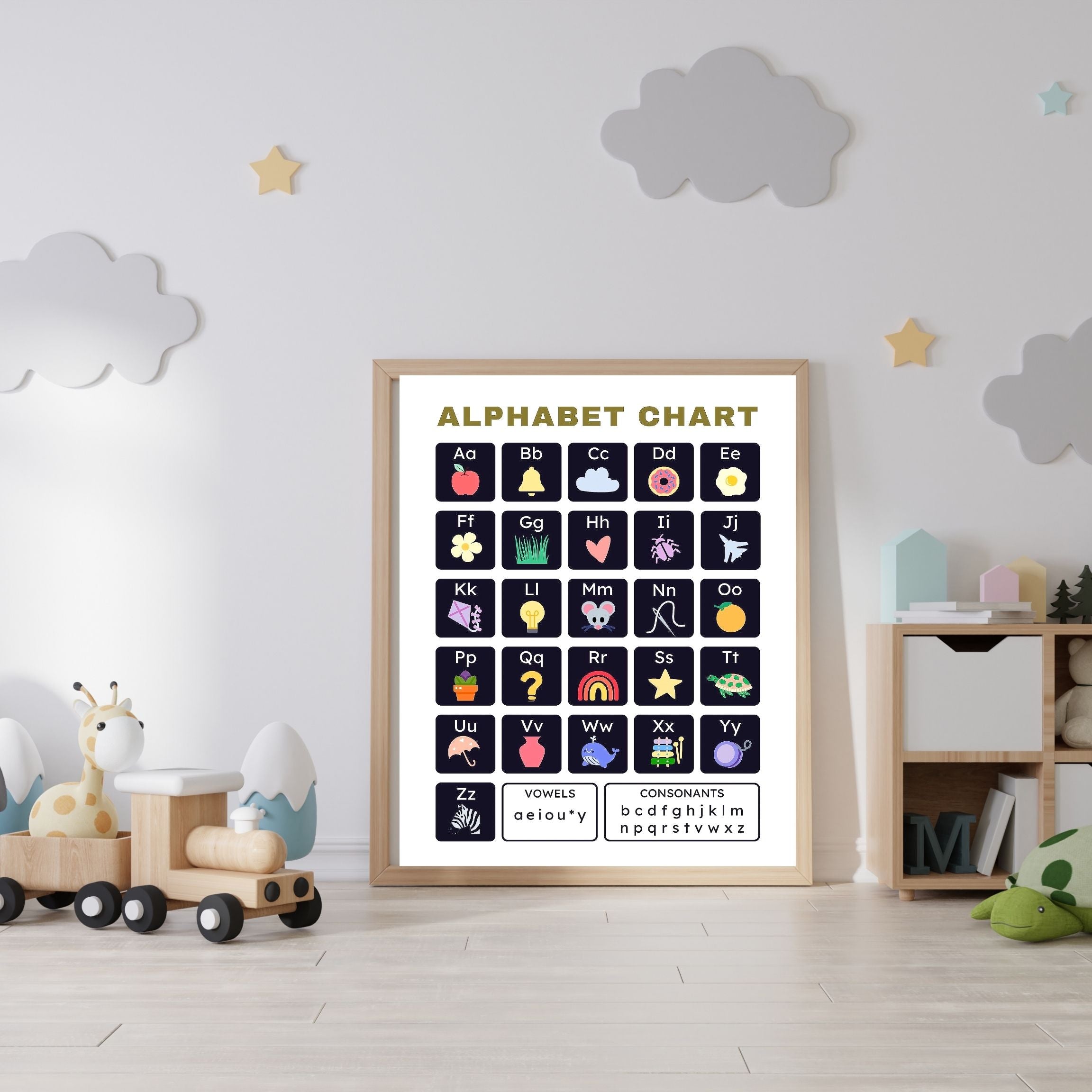 Alphabet Wall Art Printable, ABC Learning Poster, Kids Educational Decor, Nursery Wall Art, Preschool Classroom Print, Homeschool Decor, Digital Download|ke1-14