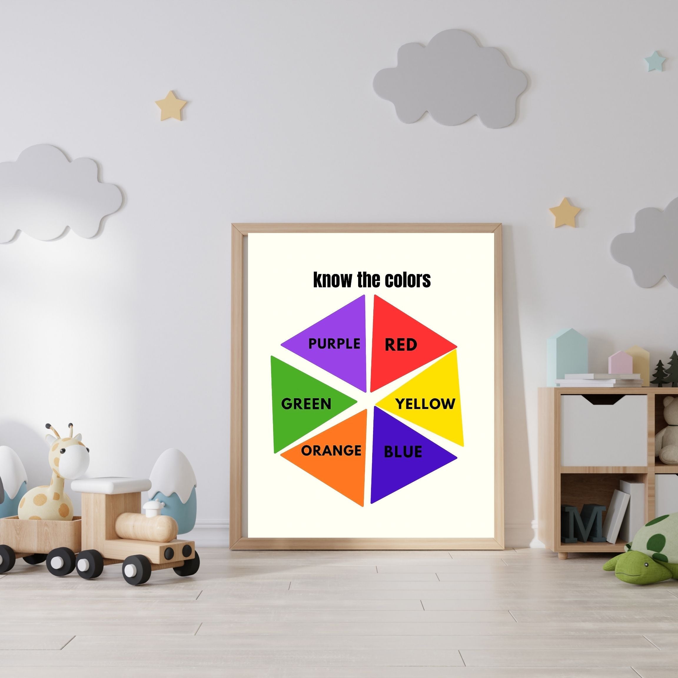 Learn Colors Wall Art for Kids | Educational Nursery Decor | Preschool Color Recognition Poster | Kids Printable Learning Art|ke3-1