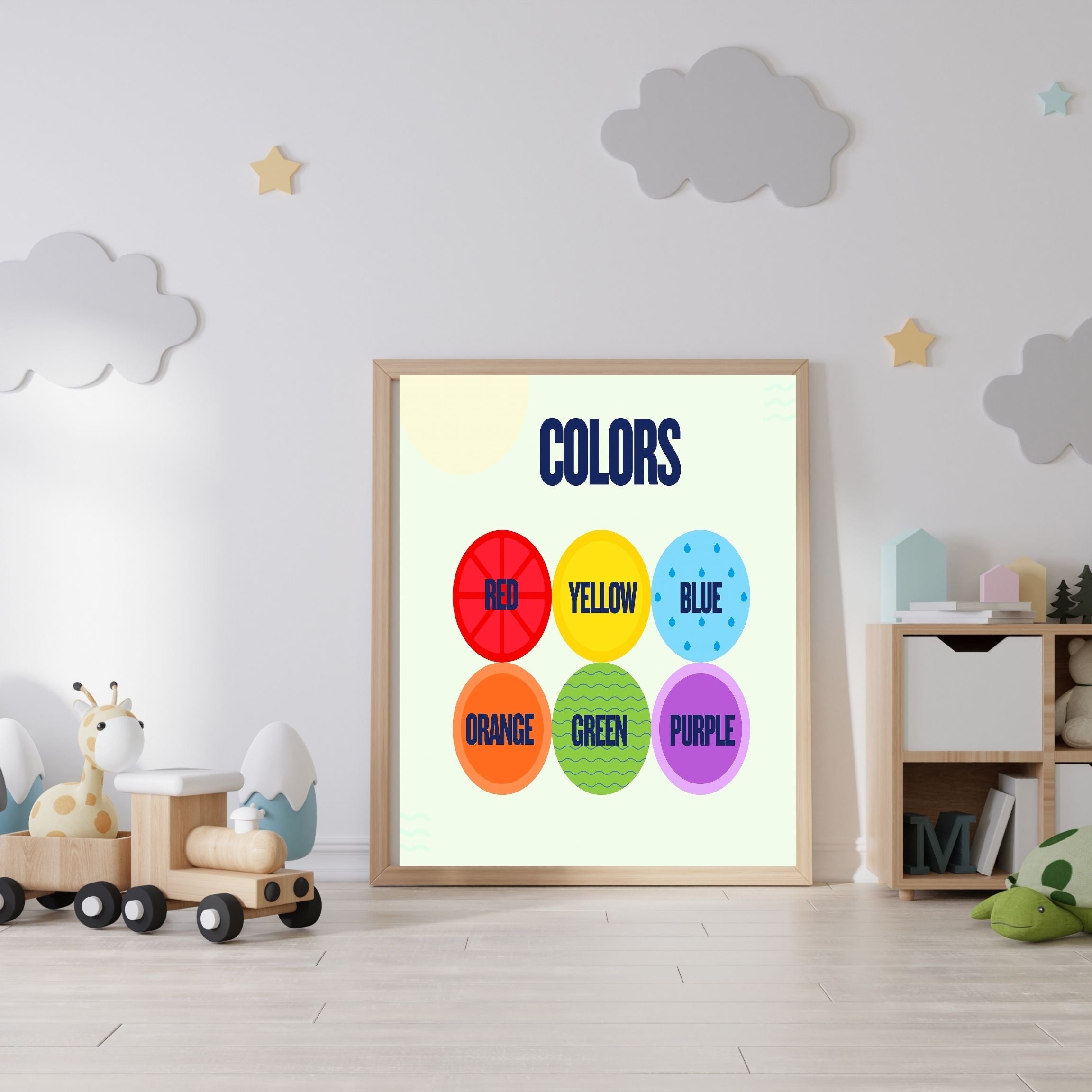 Learn Colors Wall Art for Kids | Educational Nursery Decor | Preschool Color Recognition Poster | Kids Printable Learning Art|ke3-11