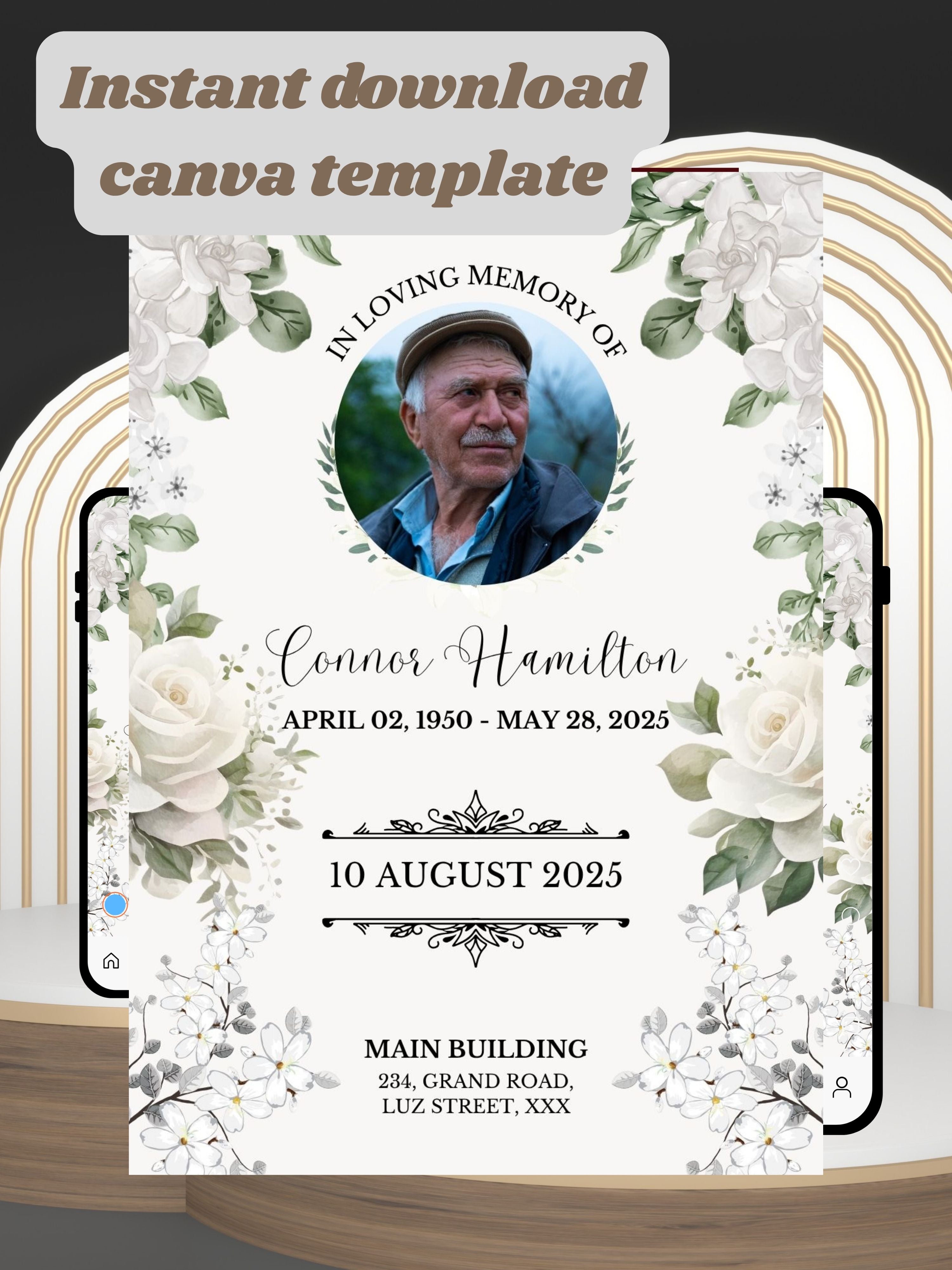MEMORIAL SERVICE editable Invitation Video Template | Canva Celebration of Life Invite | In Loving Memory | Digital Memorial Announcement | Instant Download|ai1