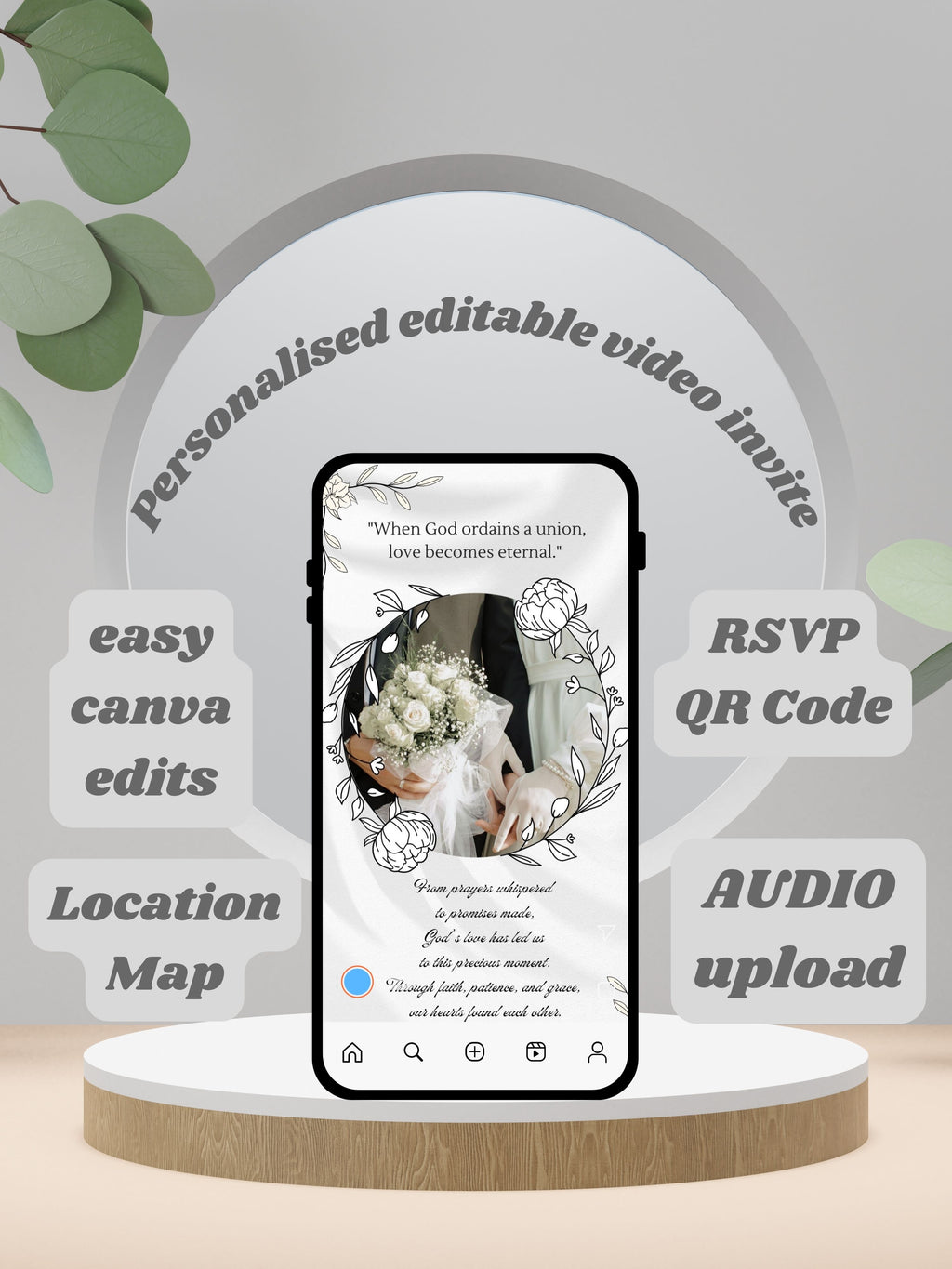 WI0010-CHURCH WEDDING Invitation Video Template | Editable Christian Wedding Invite |Digital Wedding Invitation |Wedding Video