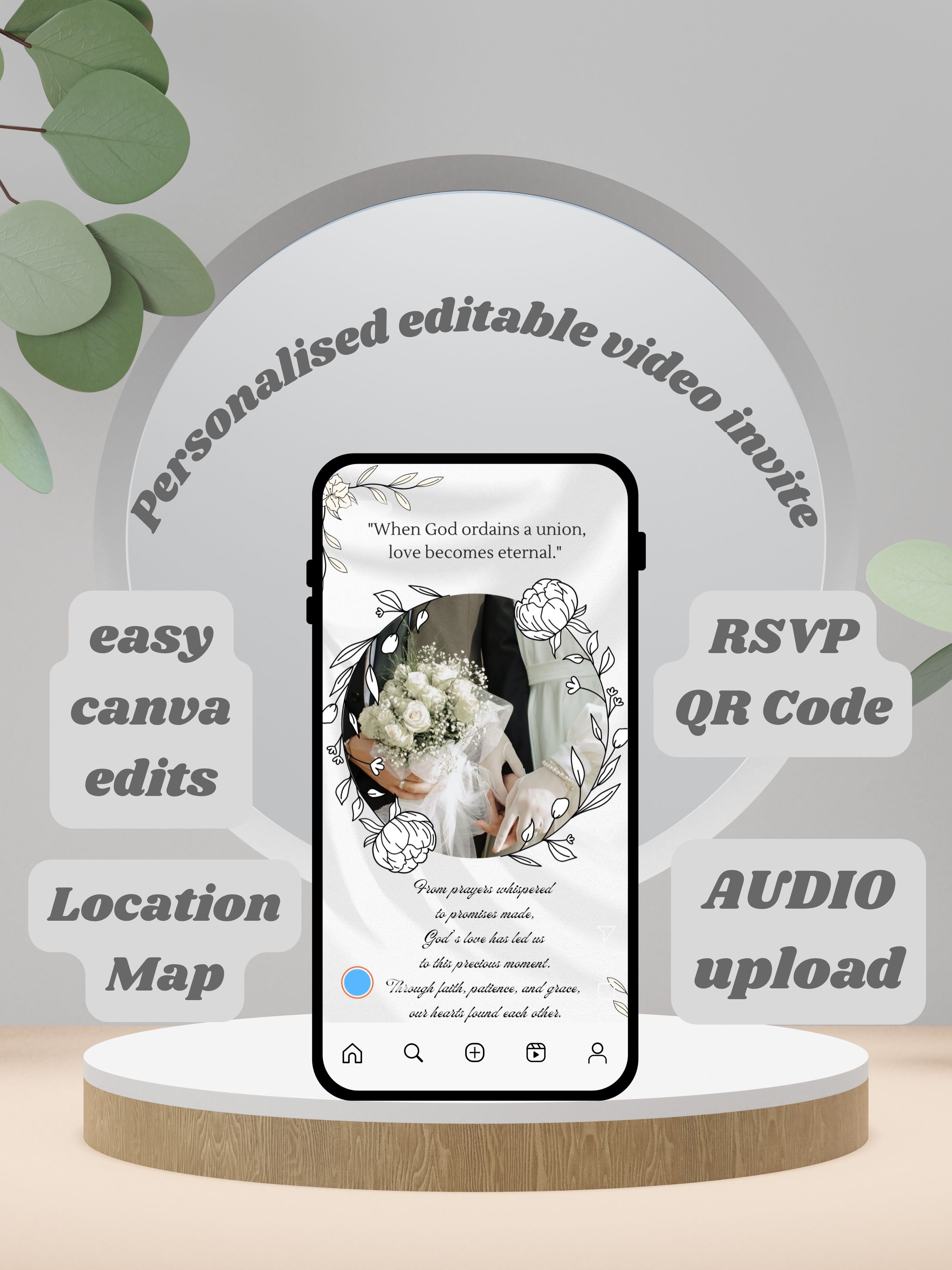 WI0010-CHURCH WEDDING Invitation Video Template | Editable Christian Wedding Invite |Digital Wedding Invitation |Wedding Video