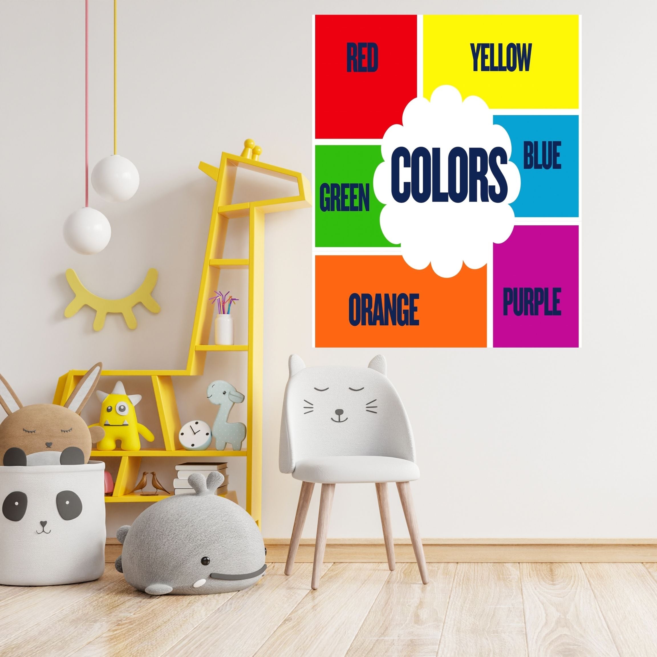 Learn Colors Wall Art for Kids | Educational Nursery Decor | Preschool Color Recognition Poster | Kids Printable Learning Art|ke3-13