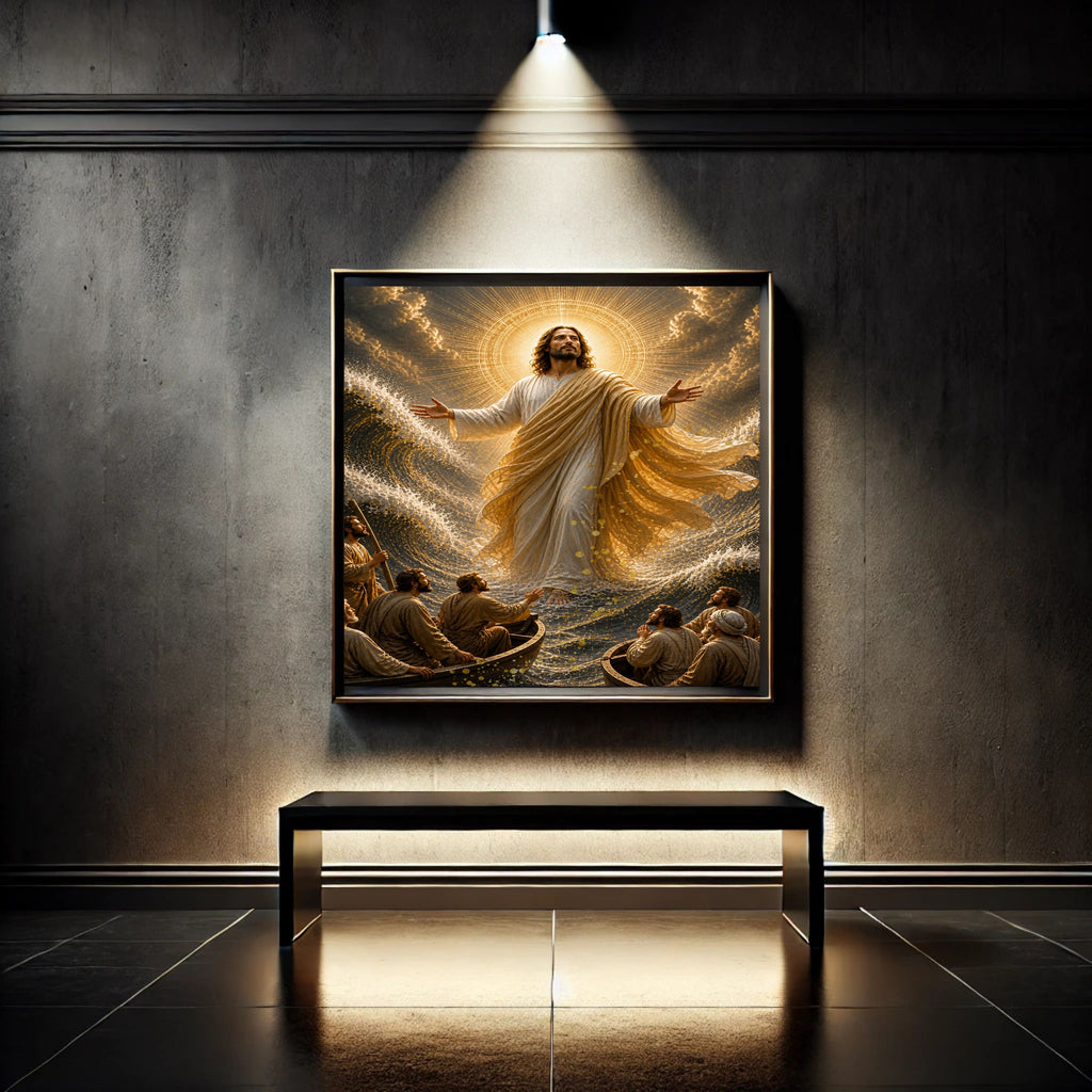 Jesus Lord Over the Storm Commercial Use Printable | Two Boats Both Arms Open Sheer Gold Mantle Sovereign Sea Miracle Wall Art Resell License | POD Etsy Faith Bundle