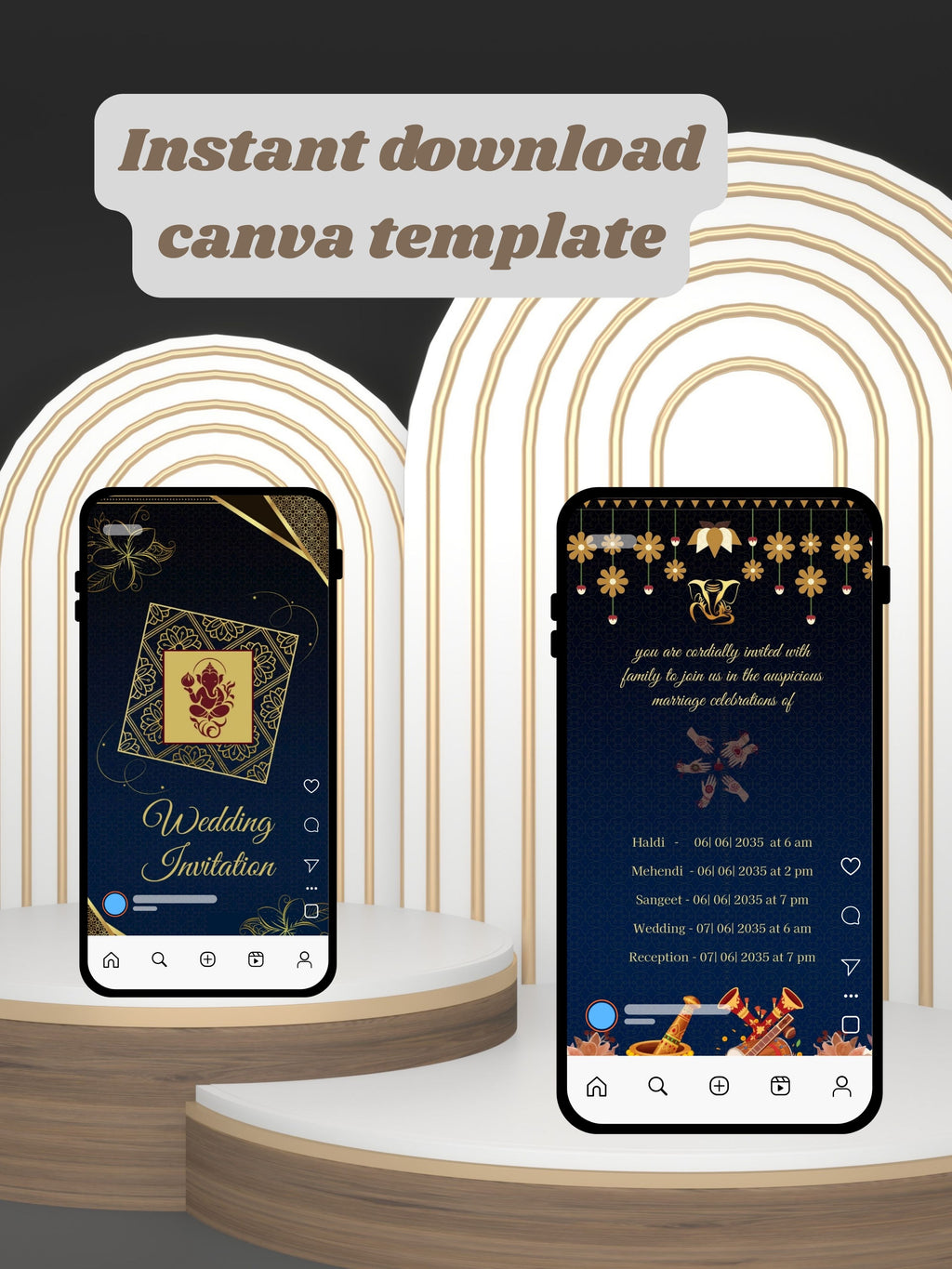 WI0006-HINDU WEDDING Invitation Video Template | Editable Indian Wedding Invite | Canva pro Digital Wedding Invitation | Luxury Save the Date | Wedding Video|wv6