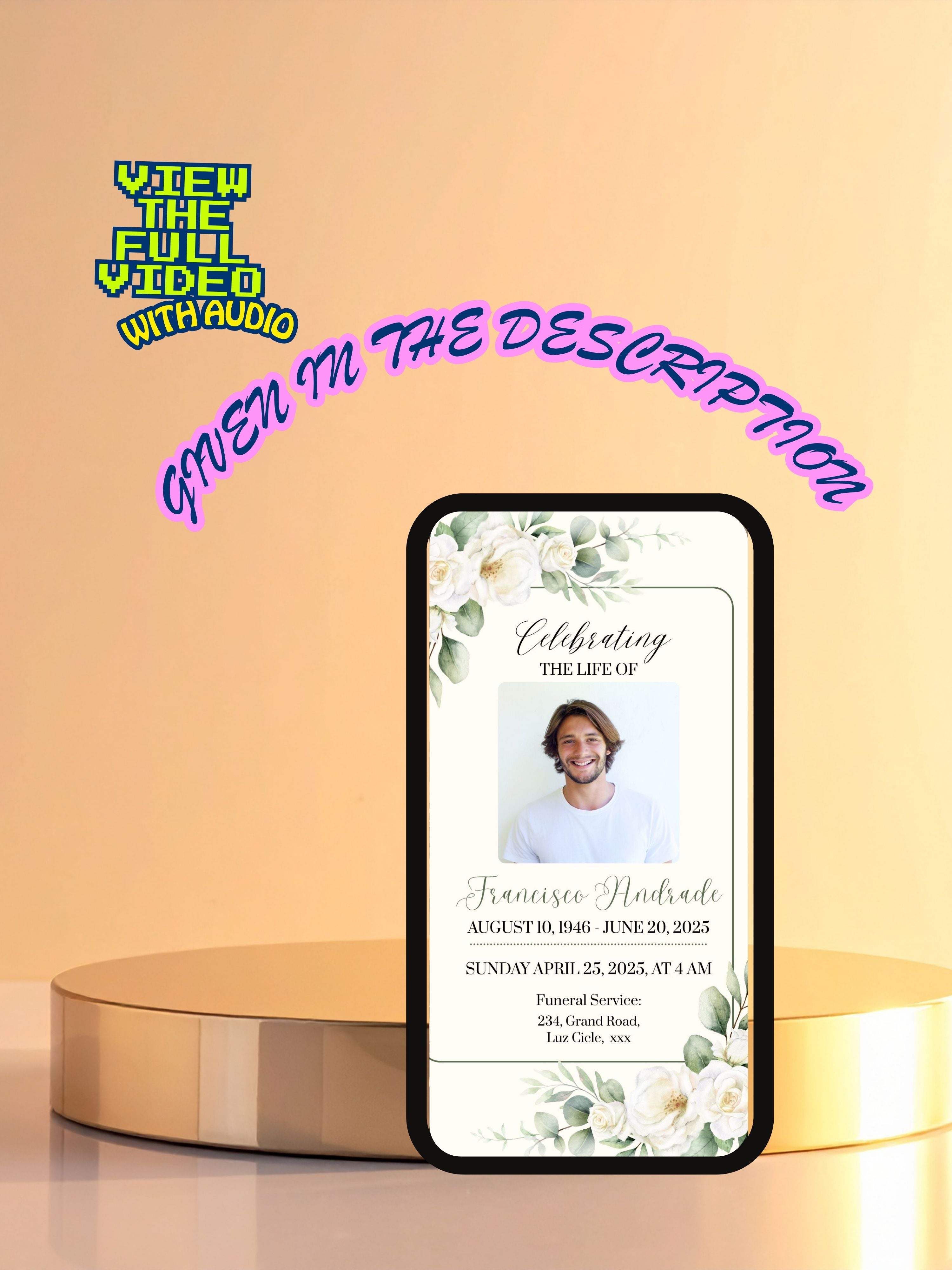 Commercial use FUNERAL SERVICE Invitation Video Template | Canva Funeral Invite | In Loving Memory | Celebration of Life | Memorial Service | Instant Download|ai3c