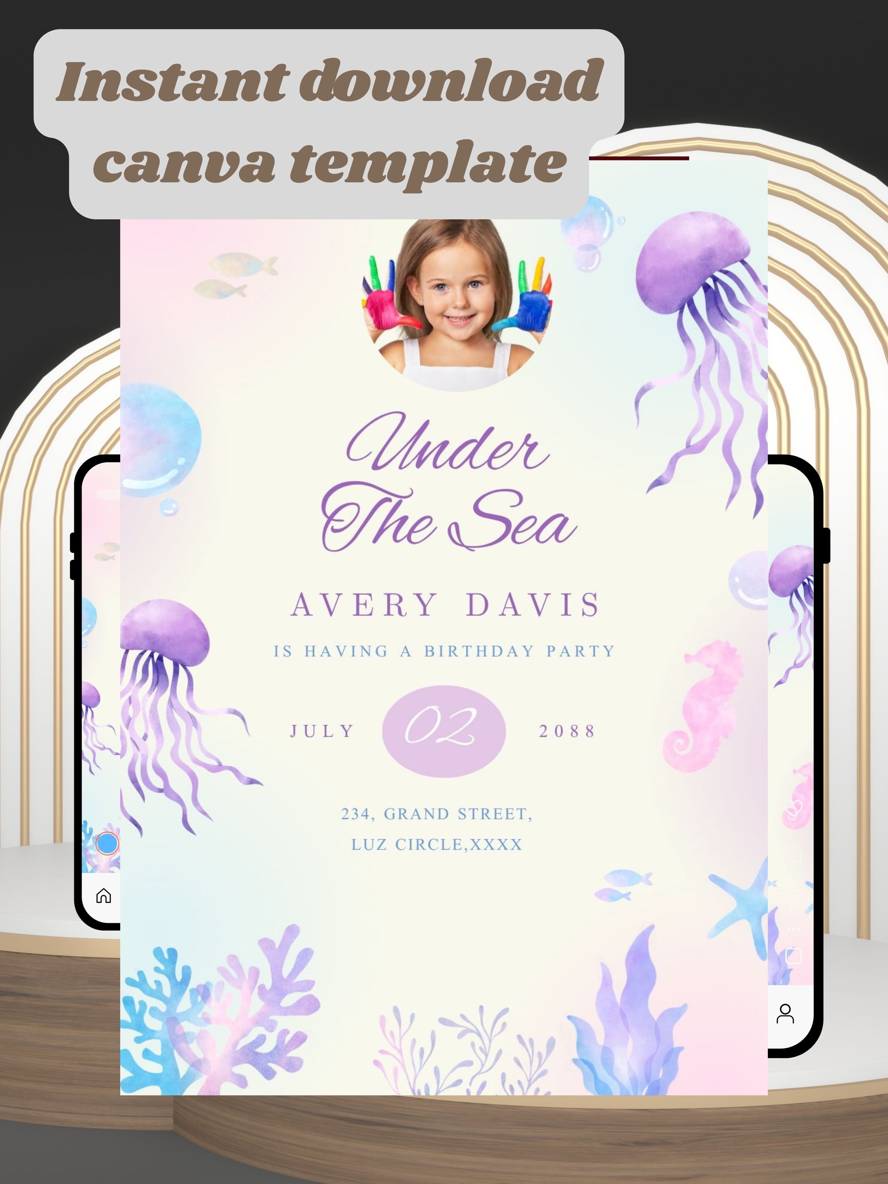 Commercial use UNDER THE SEA Birthday Invitation Video | Editable Canva Template | Ocean Kids Party Invite | underwater birthday invite|ki19c