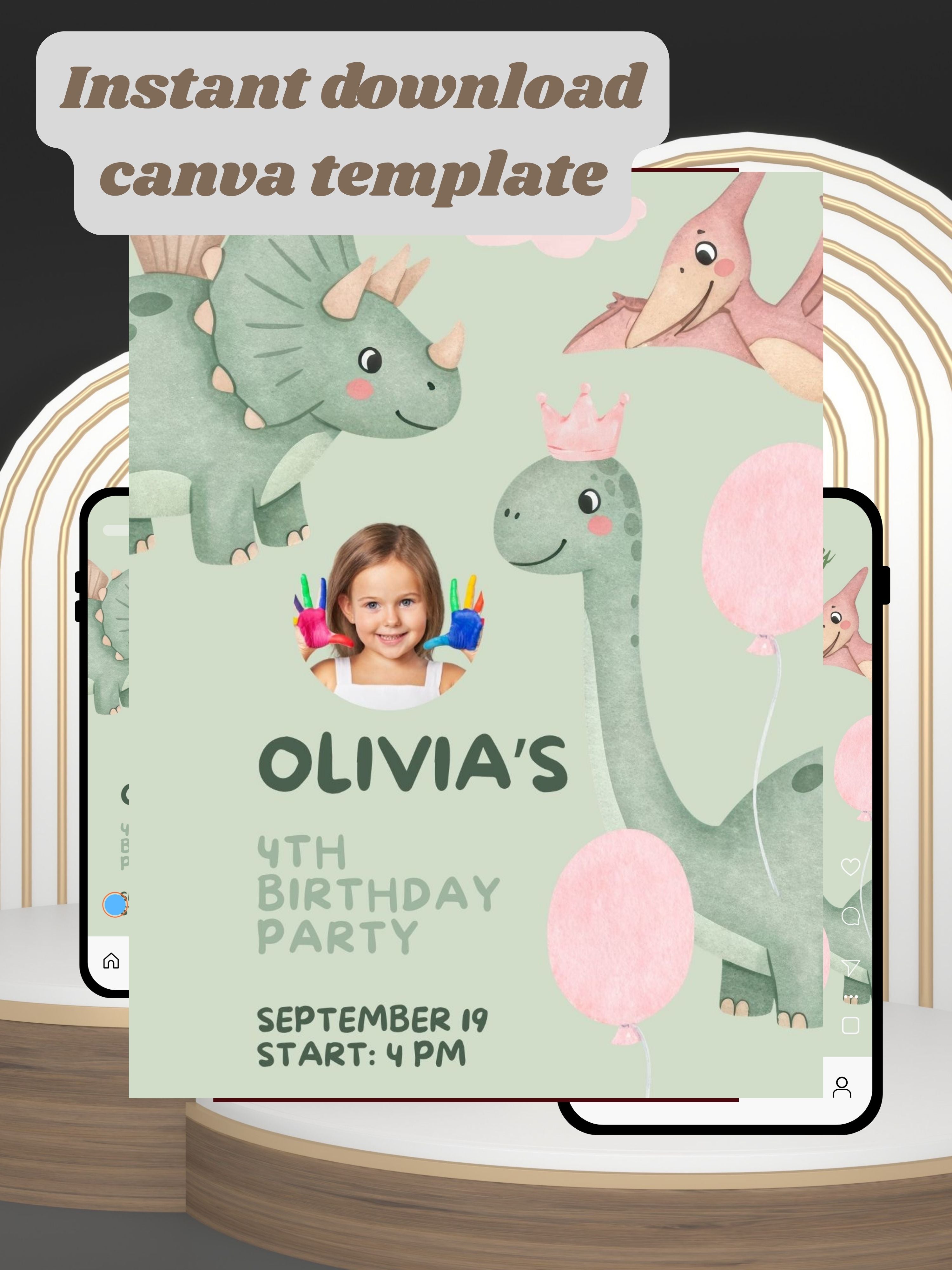 commercial use DINOSAUR Birthday Invitation Video | Editable Canva pro Template | Kids Party Invite | Digital Download|ki20c