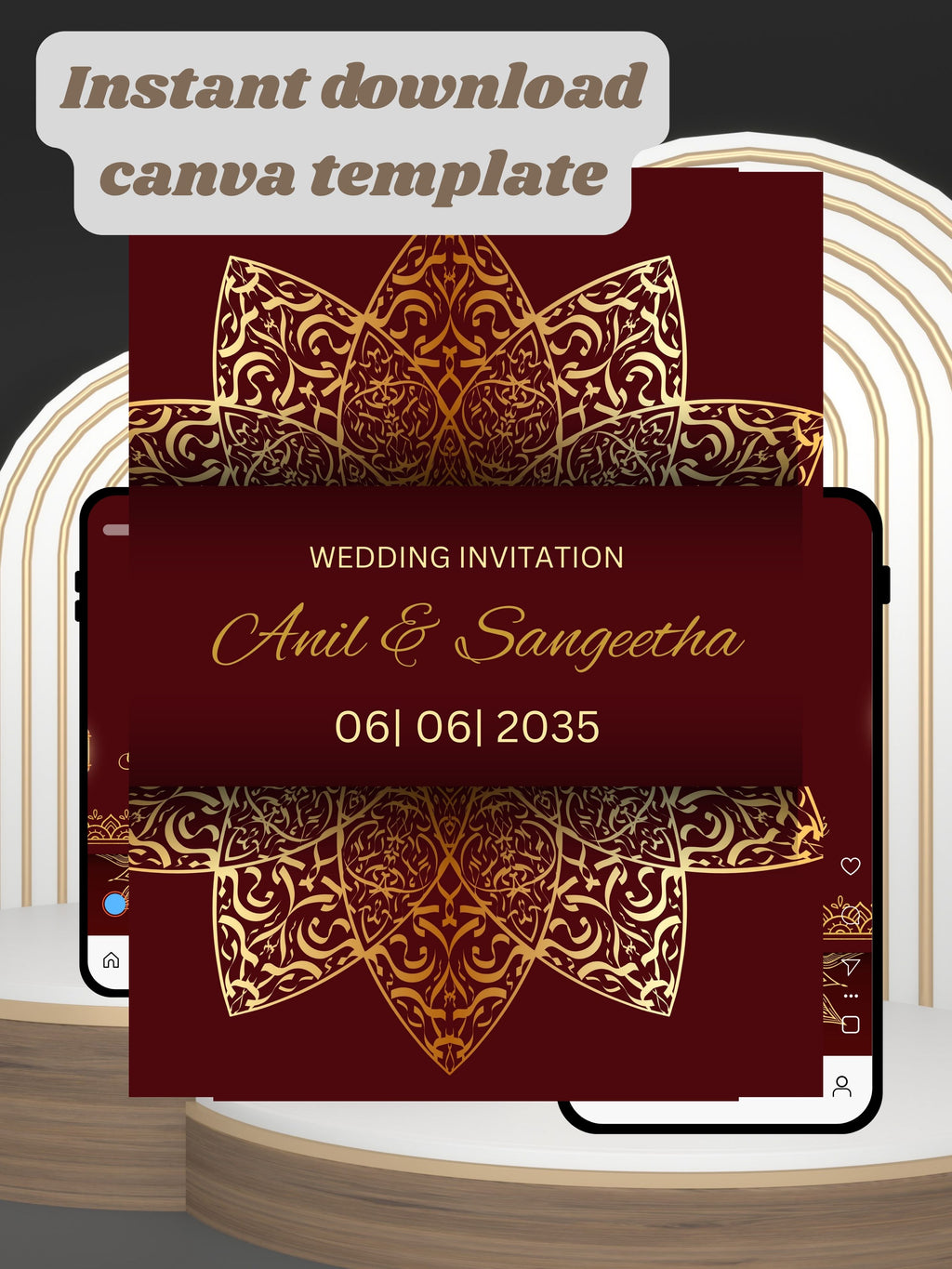 WI0019C-Commercial Use HINDU WEDDING Invitation Video Template | Editable Indian Wedding Invite | Canva Digital Wedding Invitation | Luxury Save the Date | Wedding Video