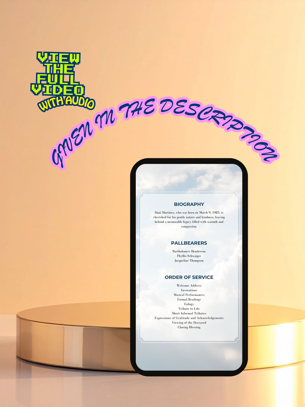 MEMORIAL SERVICE editable Invitation Video Template | Canva Celebration of Life Invite | In Loving Memory | Digital Memorial Announcement | Instant Download|ai8