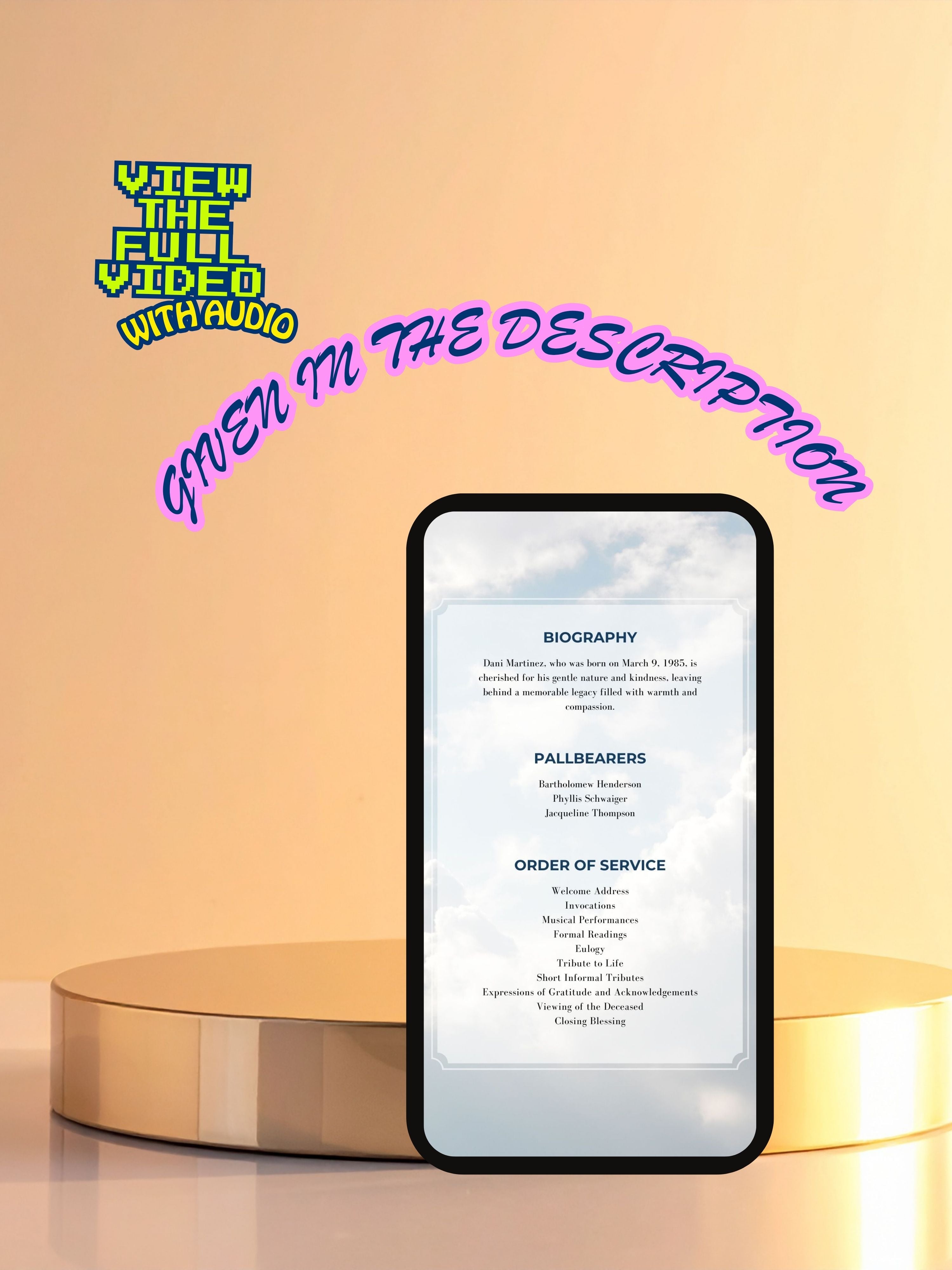 MEMORIAL SERVICE editable Invitation Video Template | Canva Celebration of Life Invite | In Loving Memory | Digital Memorial Announcement | Instant Download|ai8