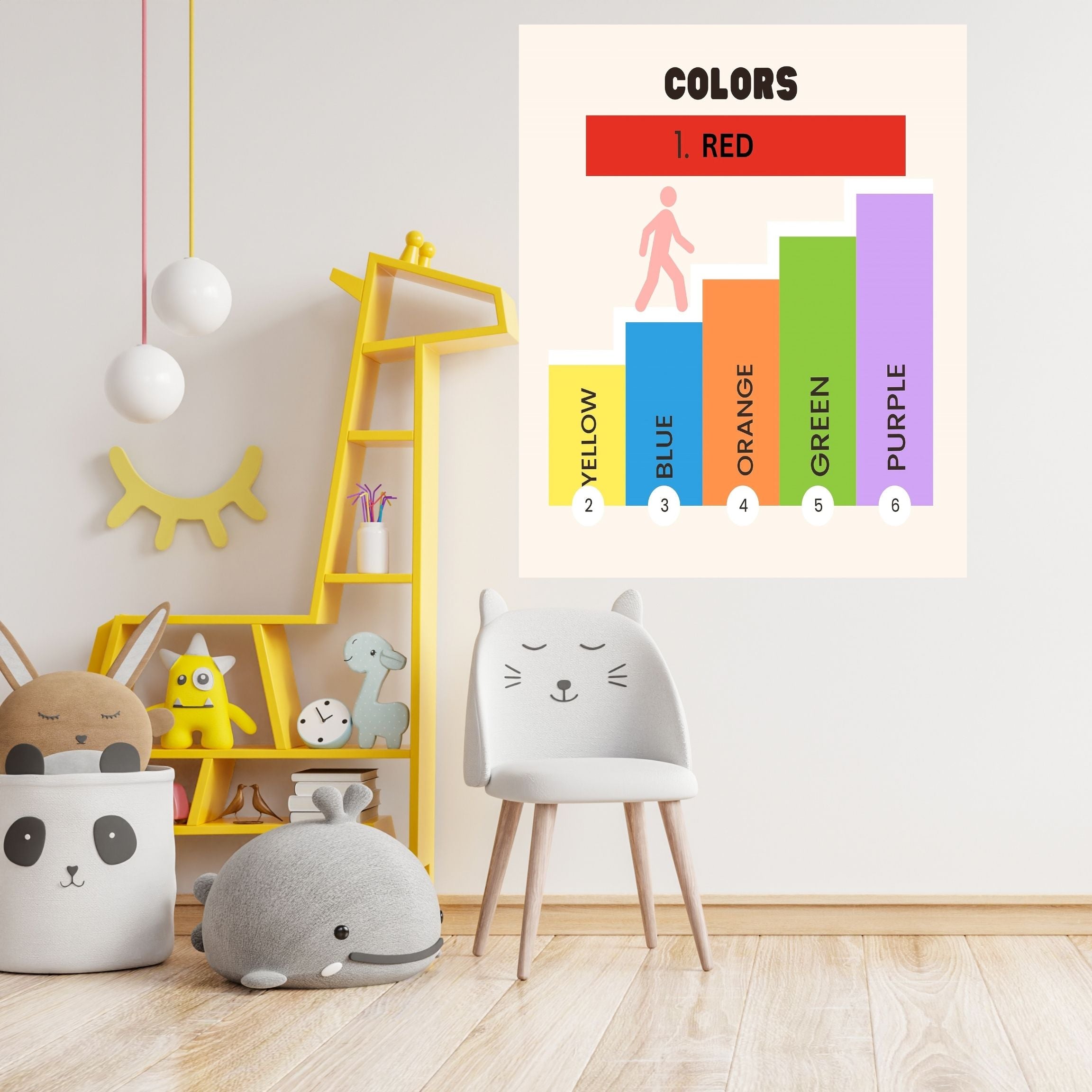 Learn Colors Wall Art for Kids | Educational Nursery Decor | Preschool Color Recognition Poster | Kids Printable Learning Art|ke3-10