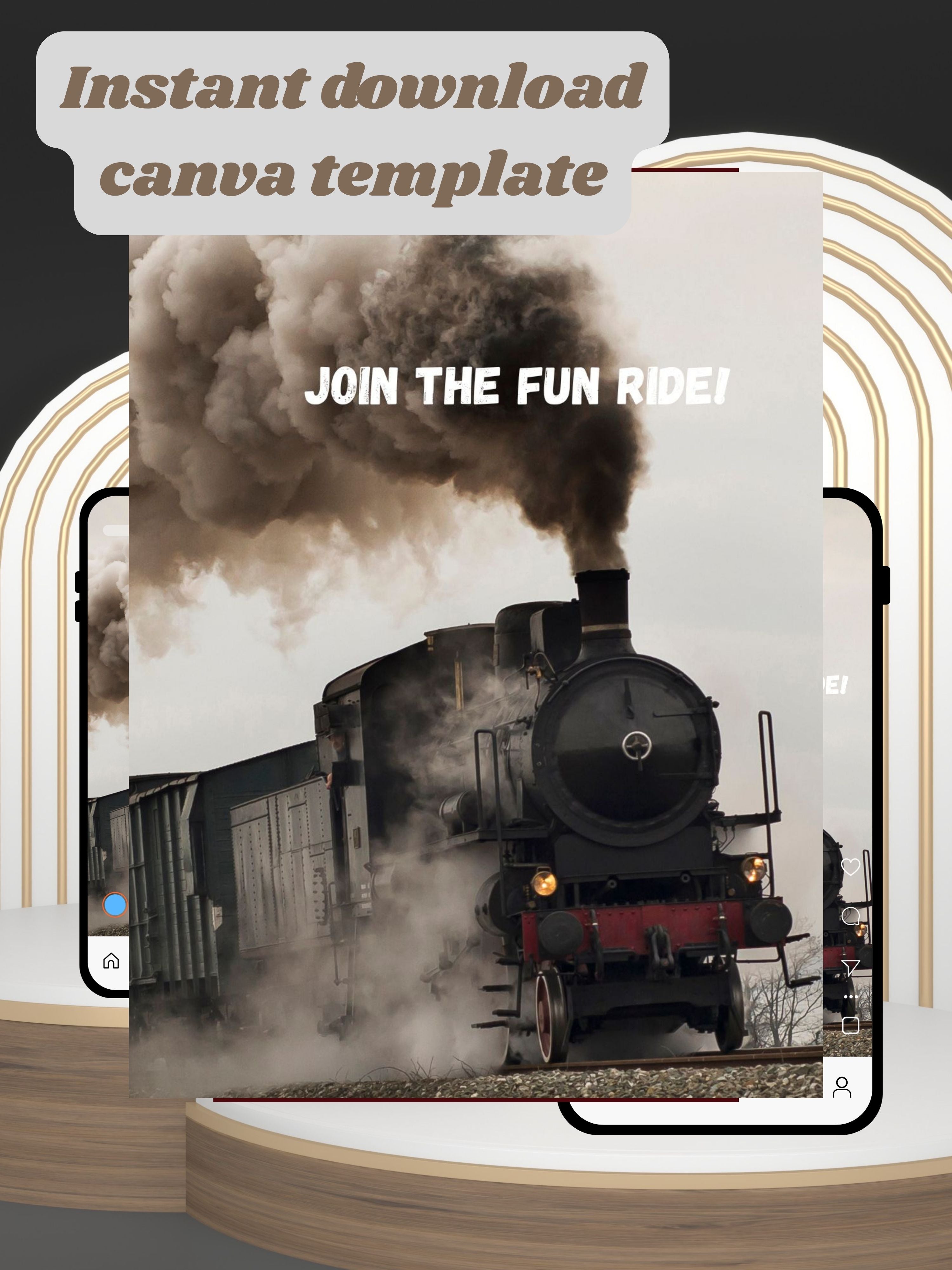 commercial use-VINTAGE TRAIN Birthday Invitation Video | Editable Canva pro Template | Vintage Kids Party Invite | Digital Download|ki40c