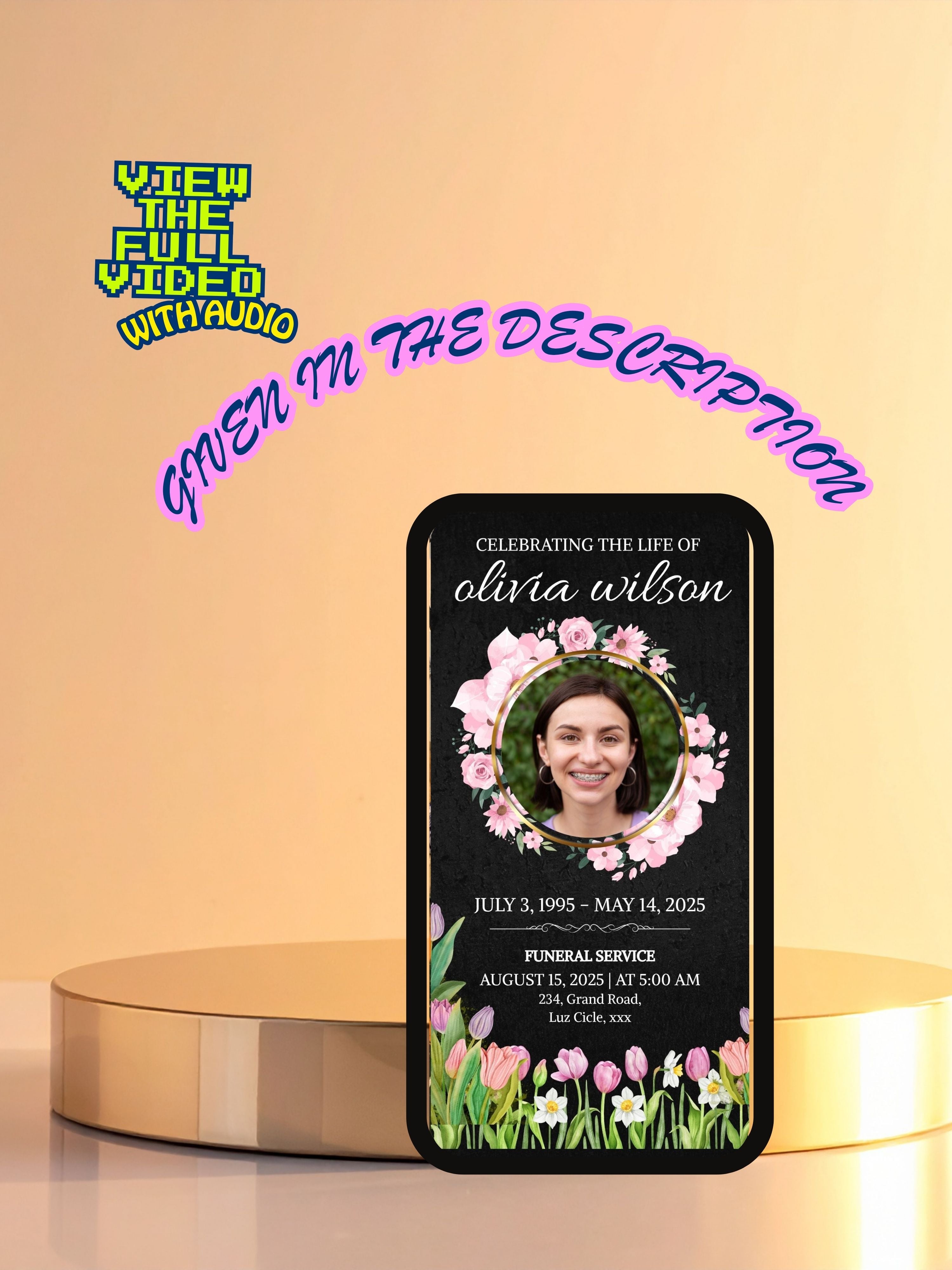 Editable FUNERAL SERVICE Invitation Video Template | Canva Funeral Invite | In Loving Memory | Celebration of Life | Memorial Service | Instant Download|ai4