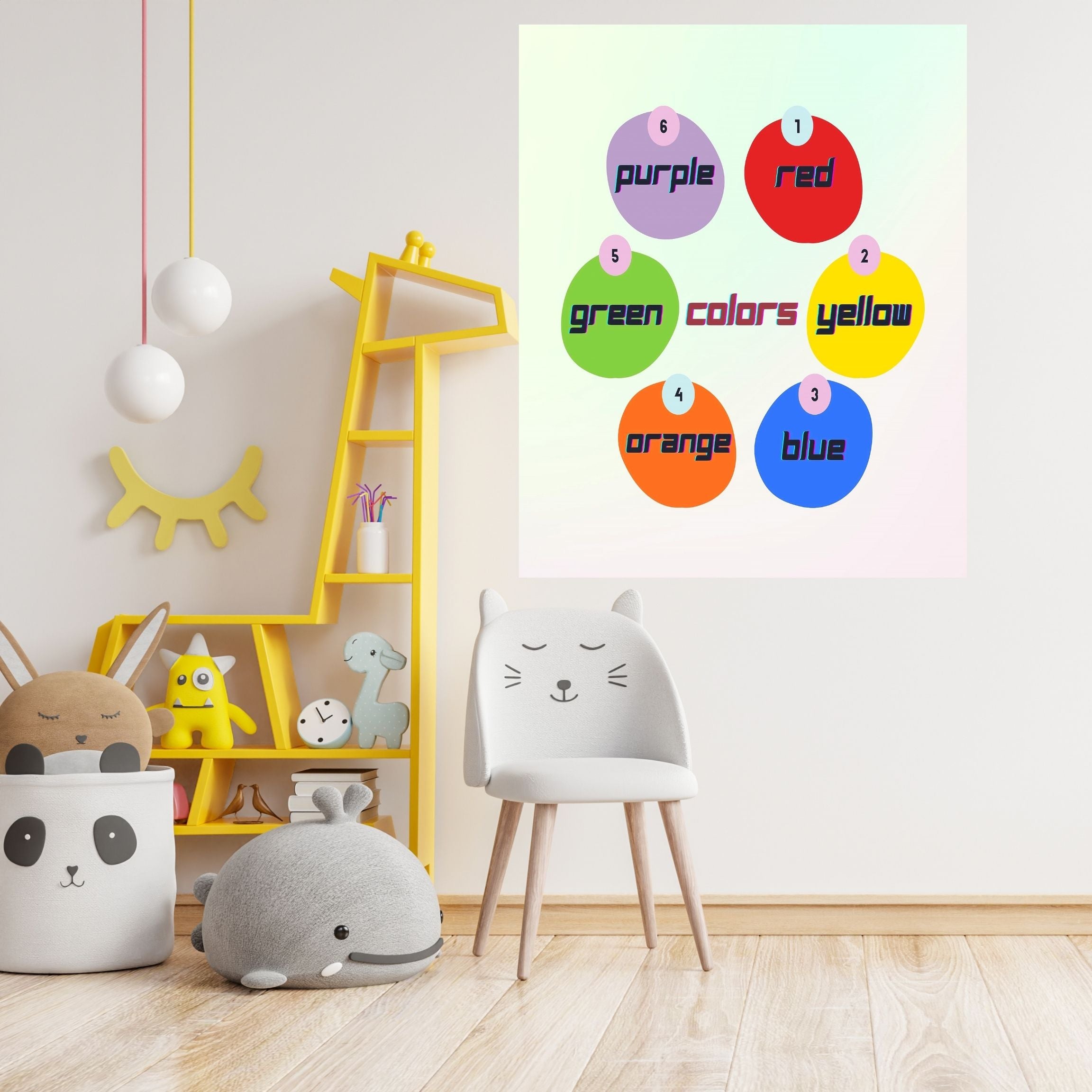 Learn Colors Wall Art for Kids | Educational Nursery Decor | Preschool Color Recognition Poster | Kids Printable Learning Art|ke3-5