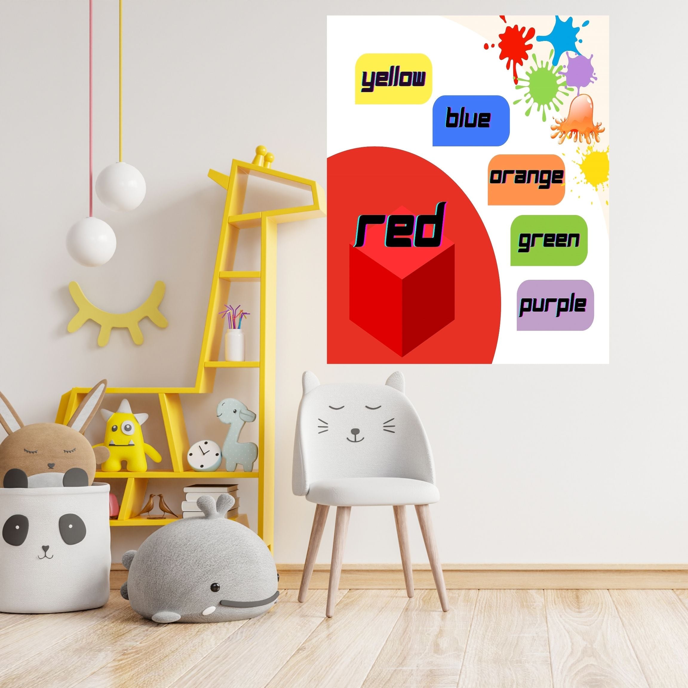 Learn Colors Wall Art for Kids | Educational Nursery Decor | Preschool Color Recognition Poster | Kids Printable Learning Art|ke3-8
