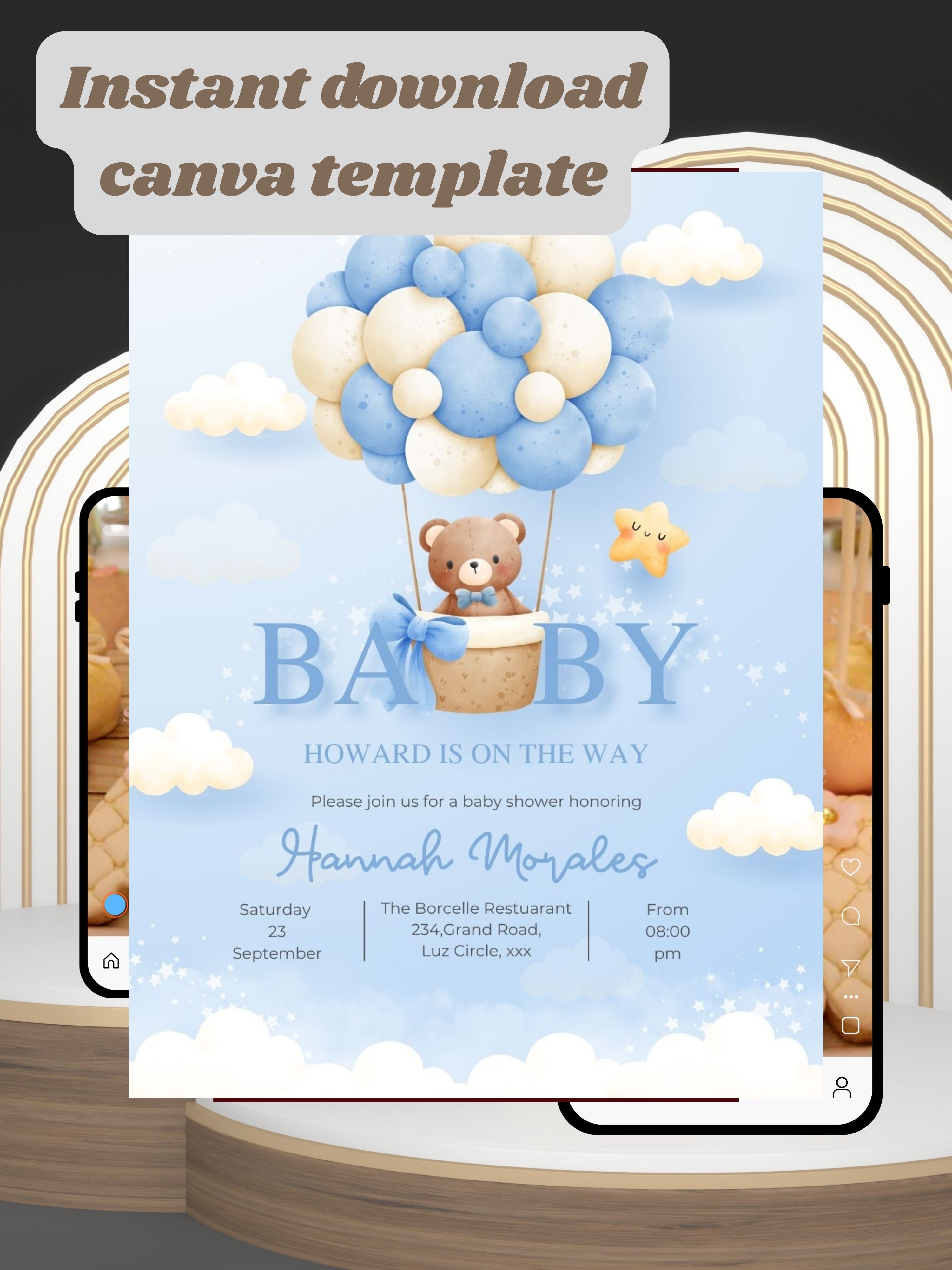 BABY SHOWER Editable Video Invitation | Canva Pro Template | Baby Shower Invite  | Instant Download|ki29