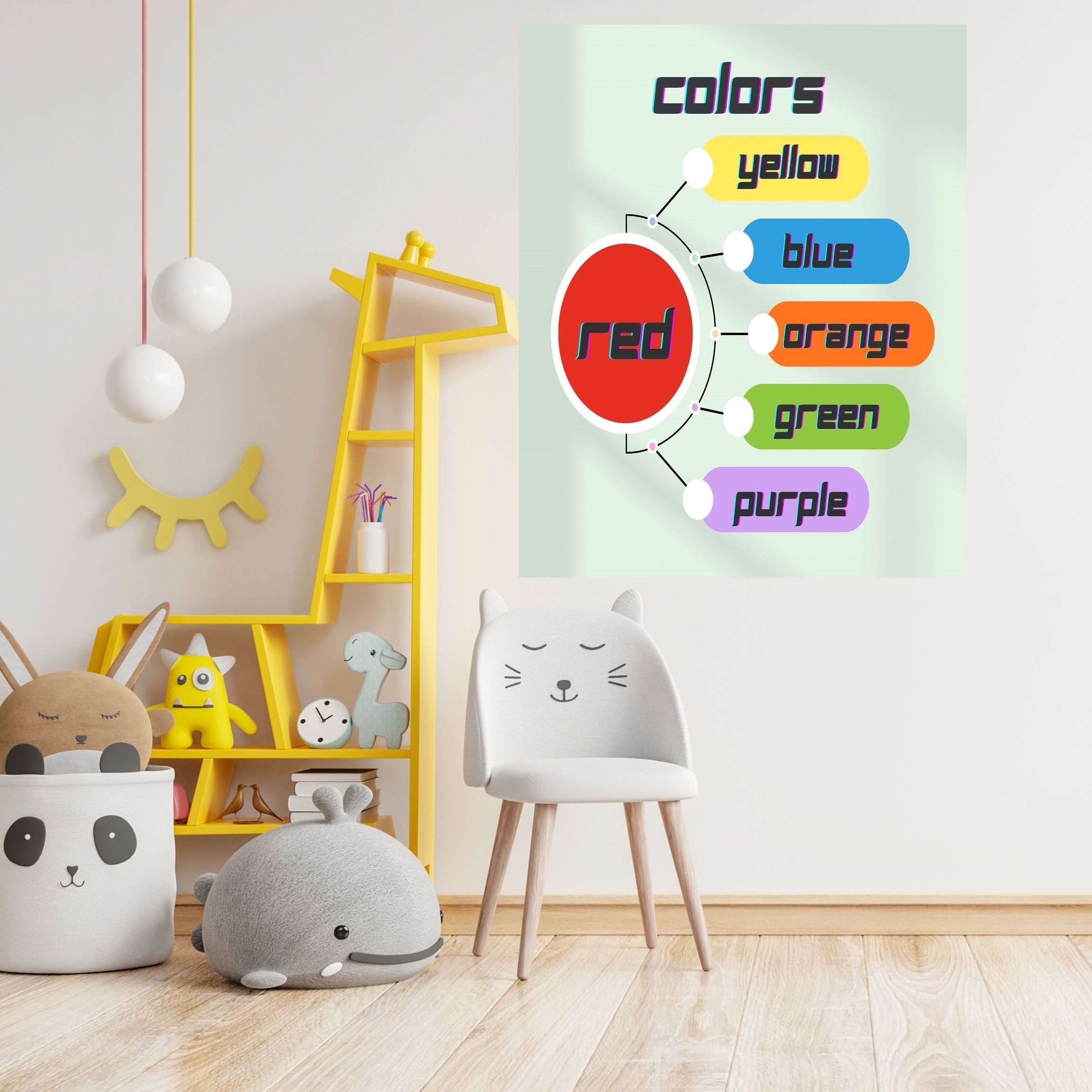Learn Colors Wall Art for Kids | Educational Nursery Decor | Preschool Color Recognition Poster | Kids Printable Learning Art|ke3-4