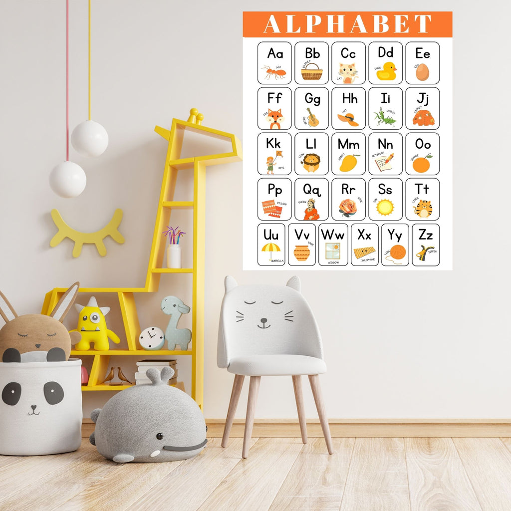 Alphabet Wall Art Printable, ABC Learning Poster, Kids Educational Decor, Nursery Wall Art, Preschool Classroom Print, Homeschool Decor, Digital Download|ke1-1