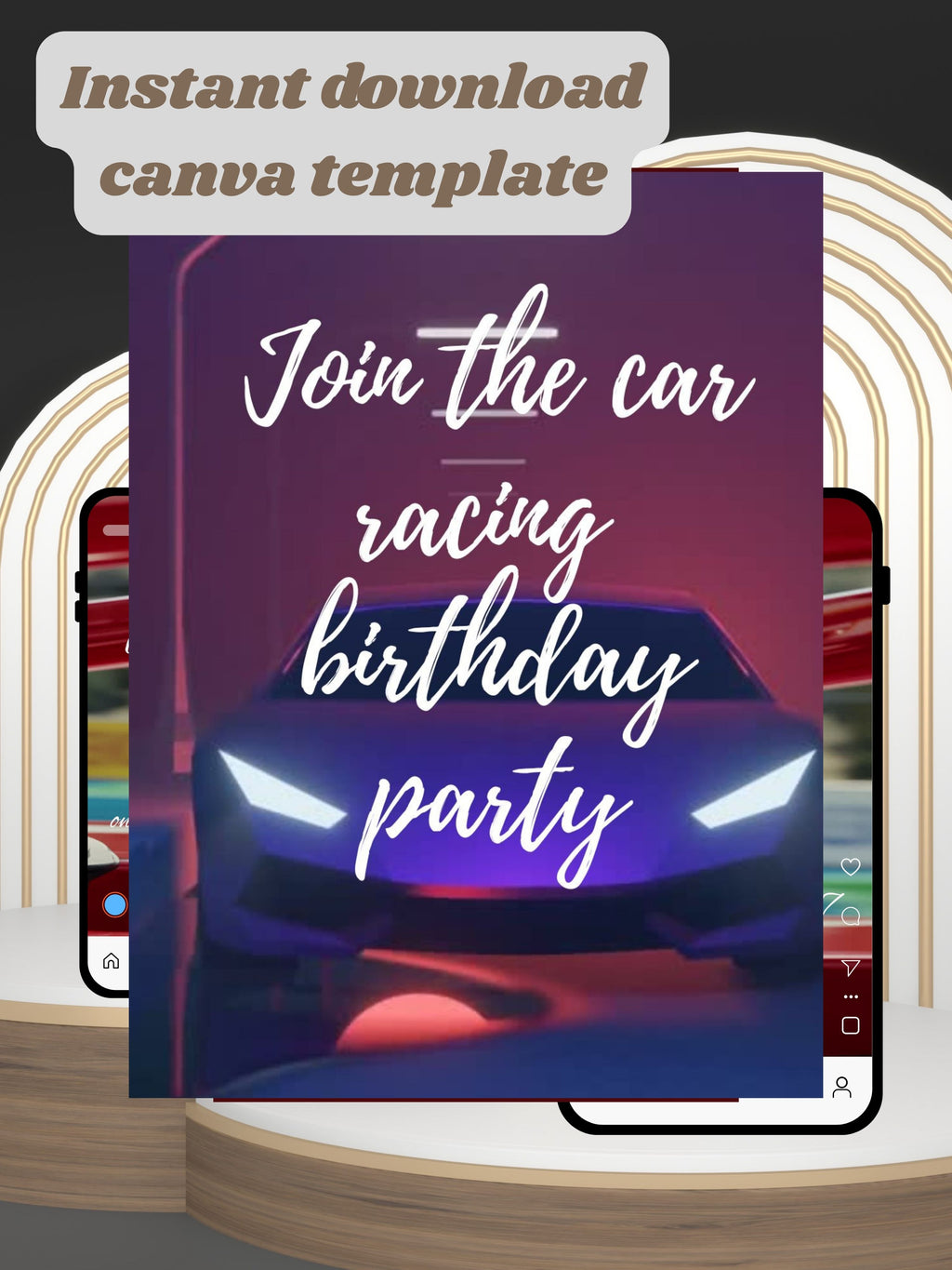 Commercial use-CAR RACING Birthday Video Invitation | Canva pro Template | Kids Race Party Invite | ki53c