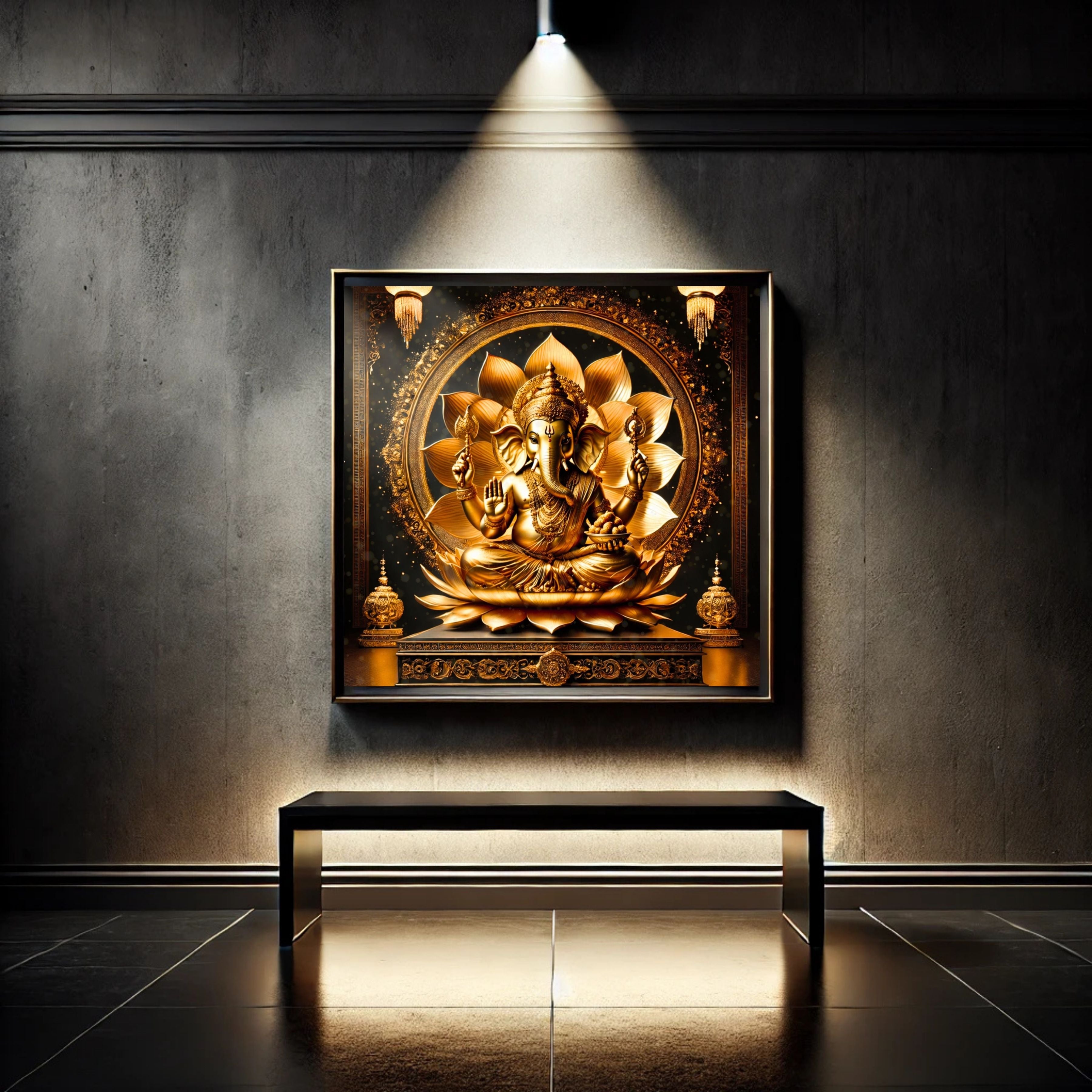 Luxury Lord Ganesha Wall Art Printable | Ganapathi Digital Download | Hindu God Decor | Spiritual Poster | Ganesh Chaturthi Gift | 11 Sizes |sp2