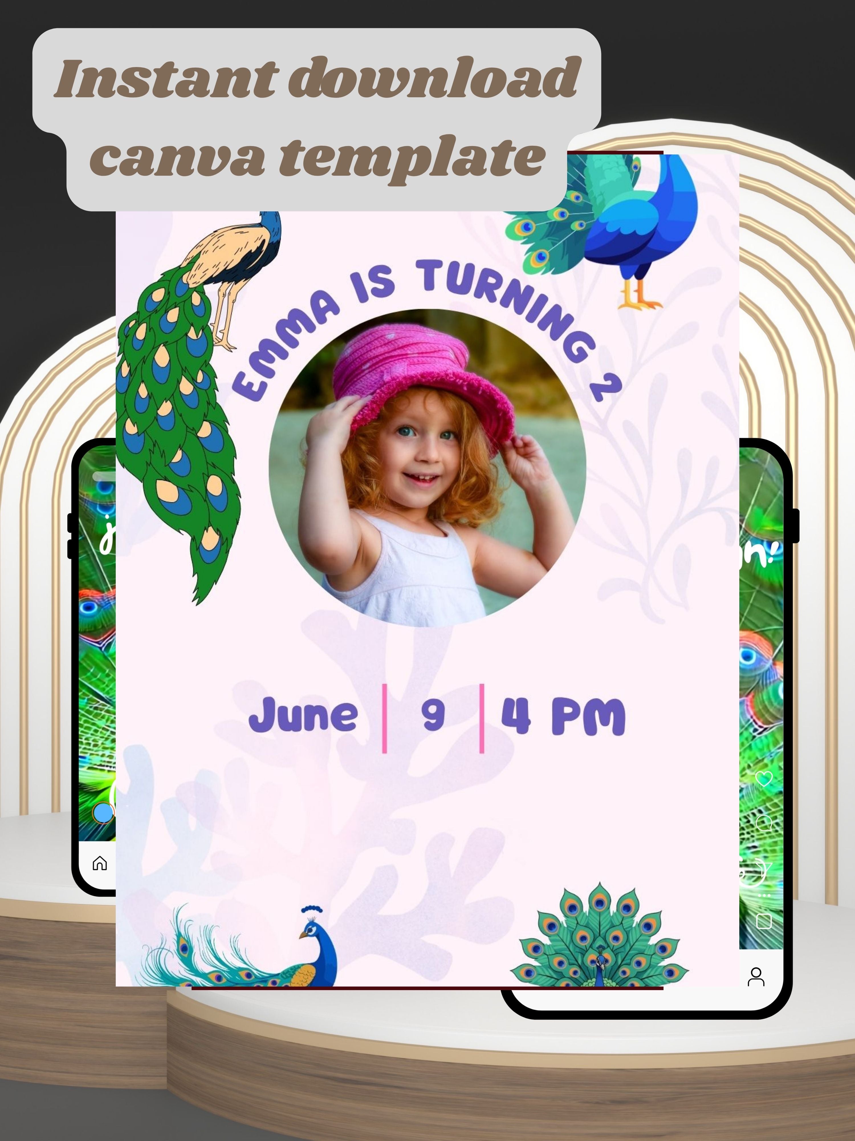 commercial use ANIMAL THEME Birthday Invitation Video | Editable Canva pro Template | Kids Party Invite | ki22c