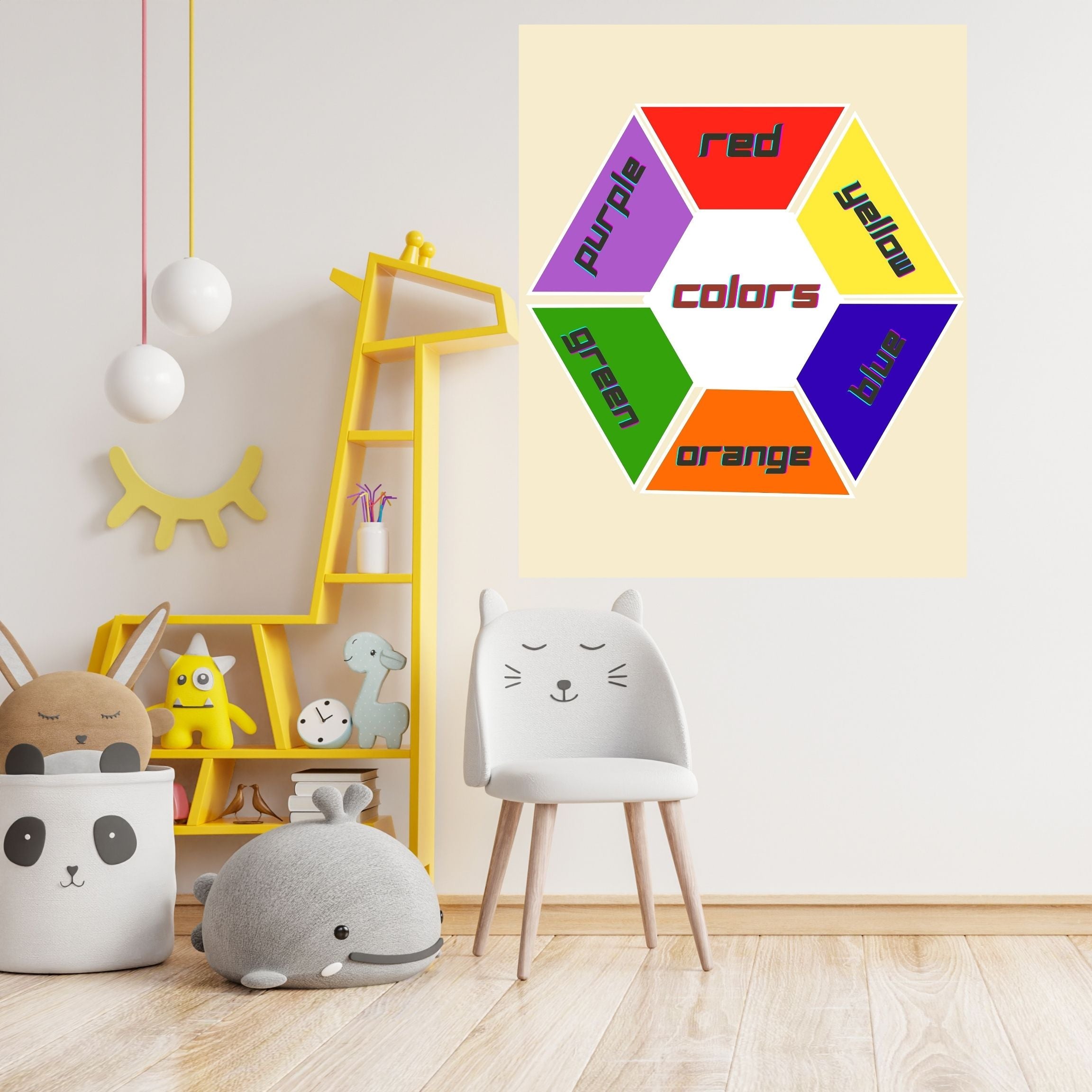 Learn Colors Wall Art for Kids | Educational Nursery Decor | Preschool Color Recognition Poster | Kids Printable Learning Art|ke3-3